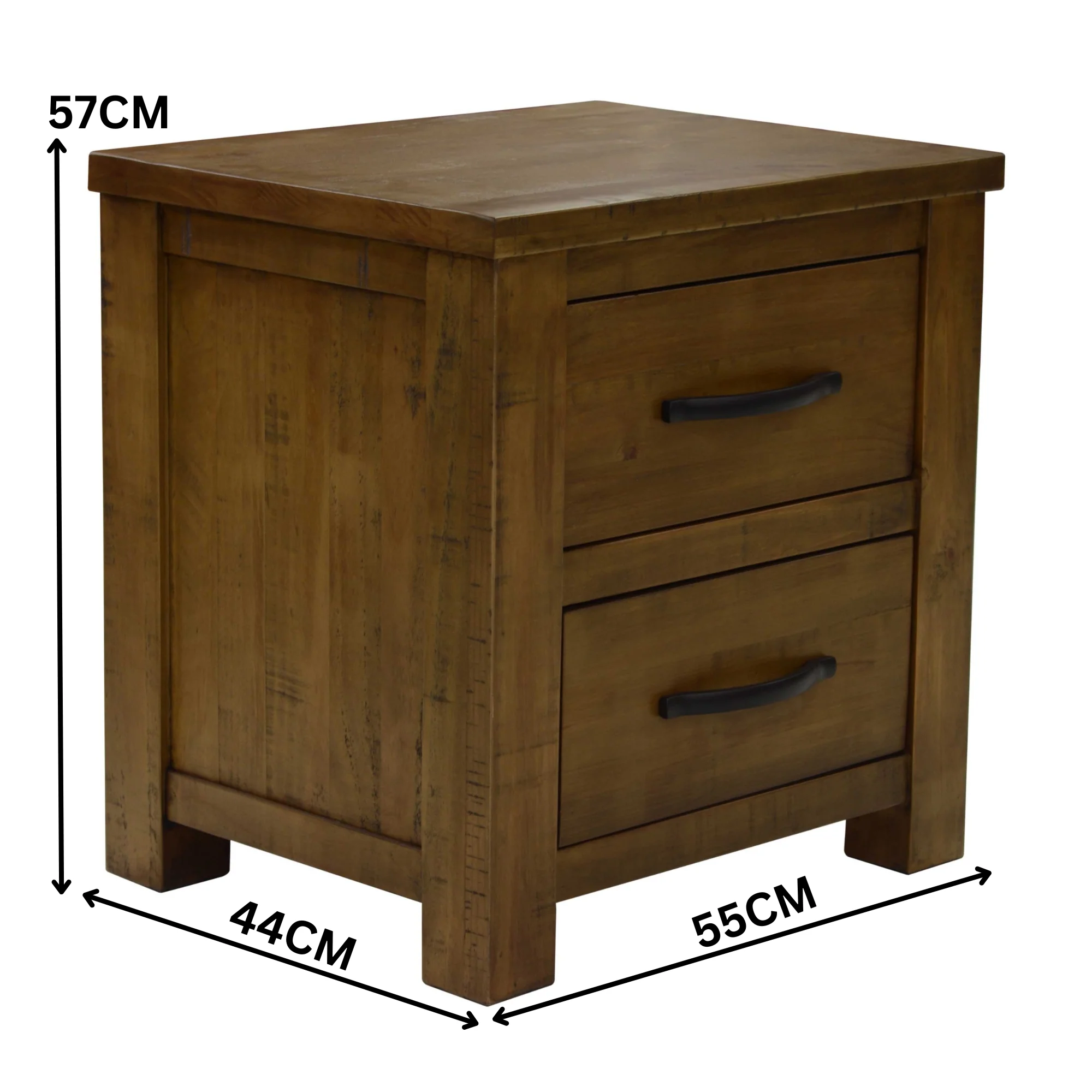 Sonora Bedside Table Rustic Solid Pine Wood Ash Brown - Image 3