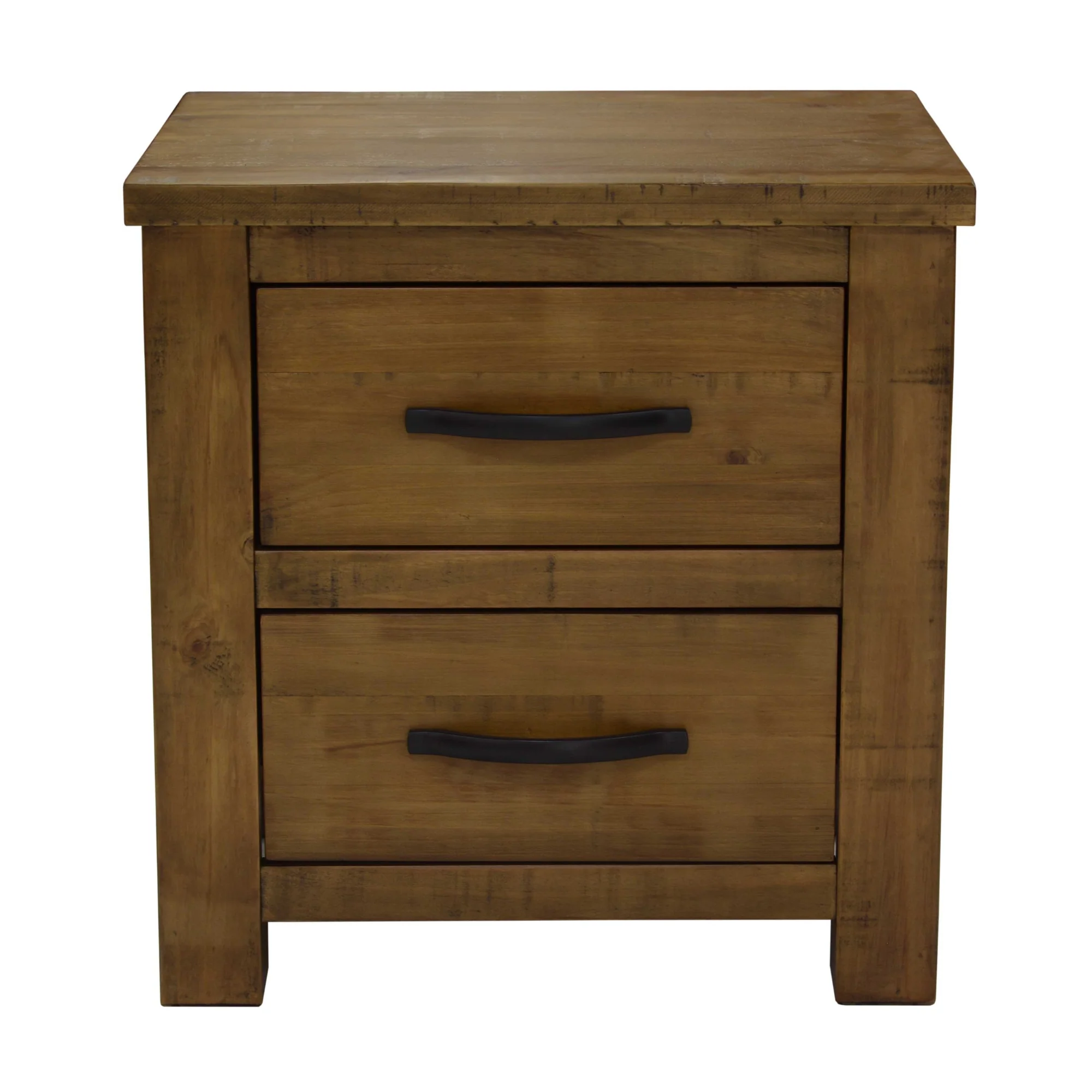 Sonora Bedside Table Rustic Solid Pine Wood Ash Brown - Image 4