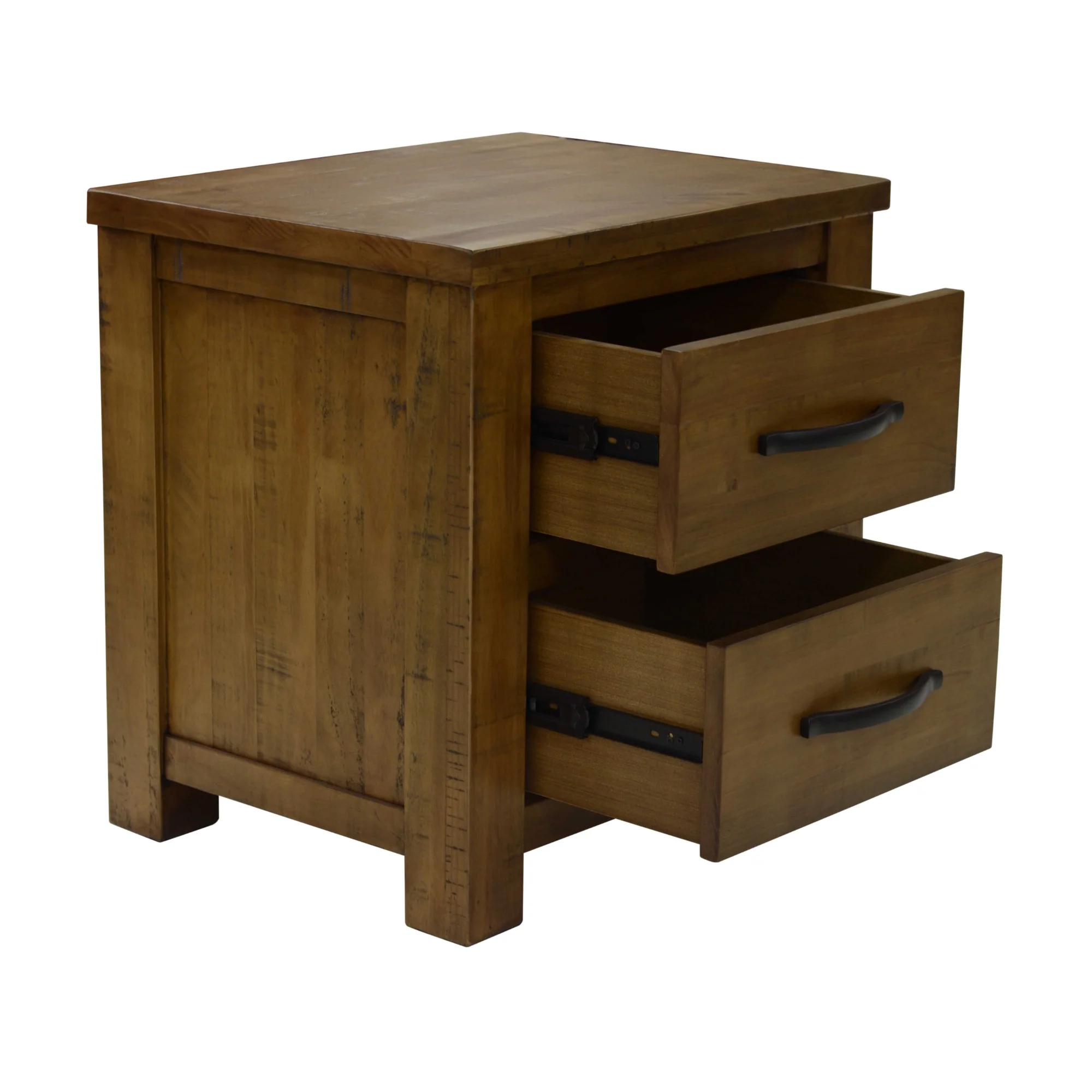 Sonora Bedside Table Rustic Solid Pine Wood Ash Brown - Image 5