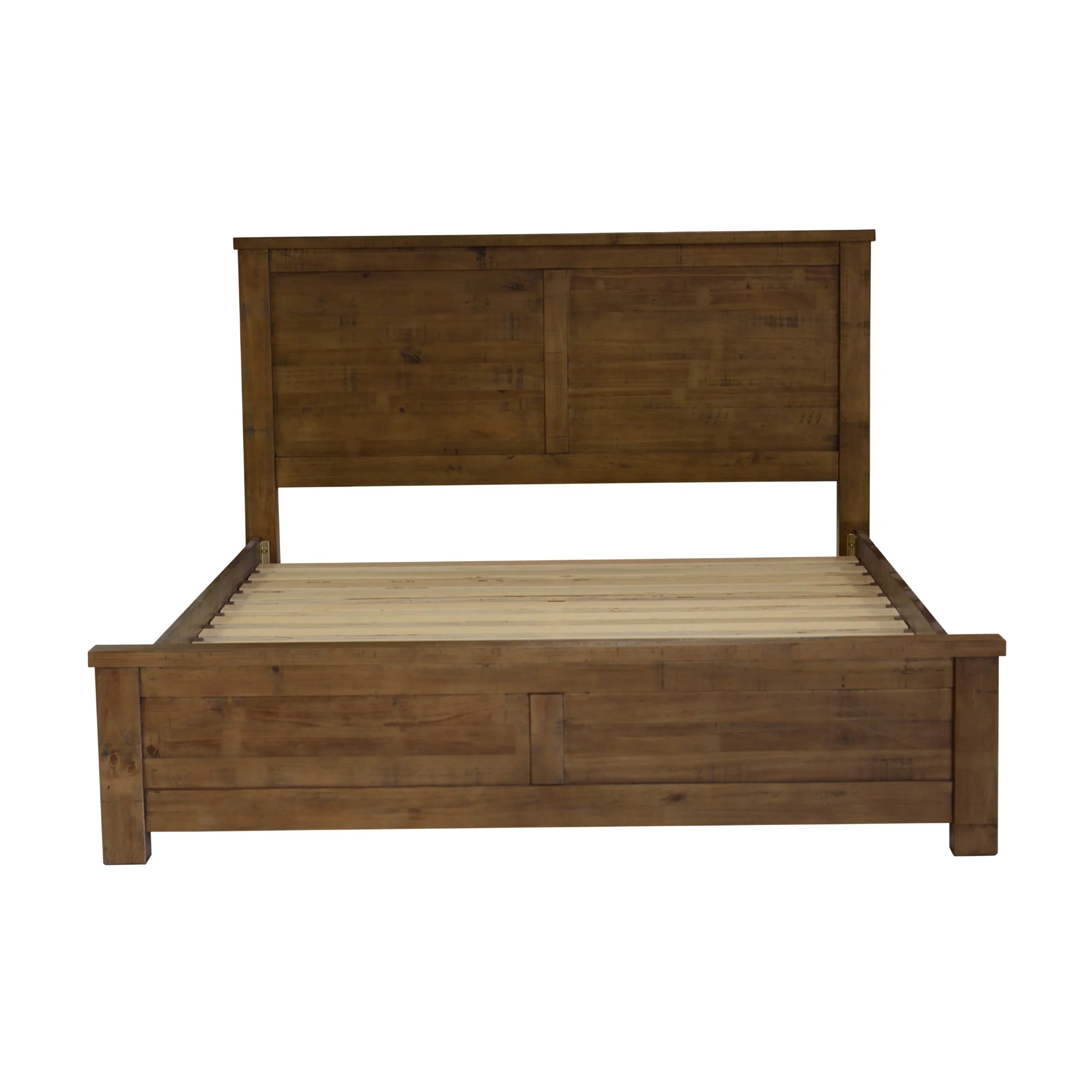 Sonora Double Bed Frame Rustic Solid Pine Wood Ash Brown - Image 2
