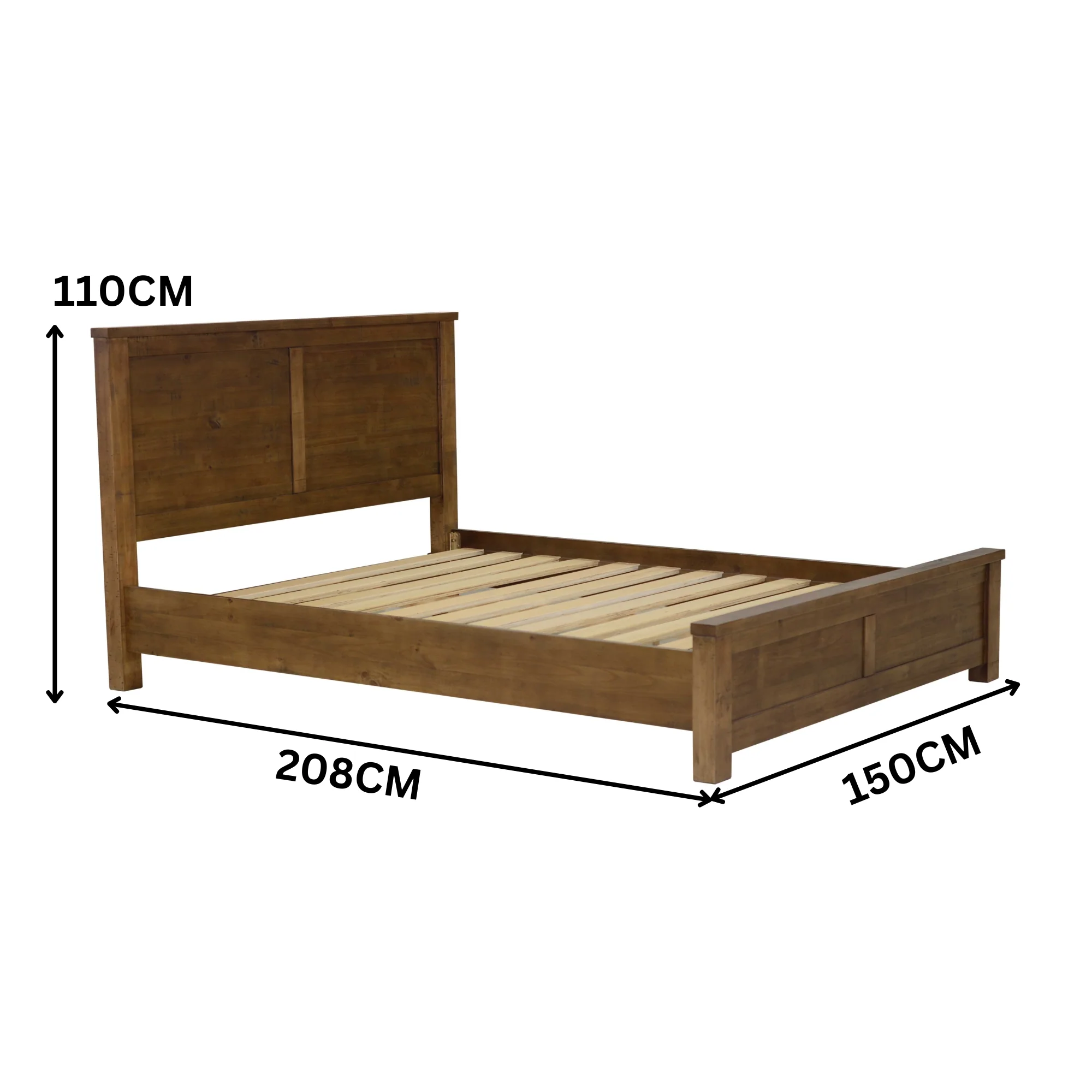 Sonora Double Bed Frame Rustic Solid Pine Wood Ash Brown - Image 3