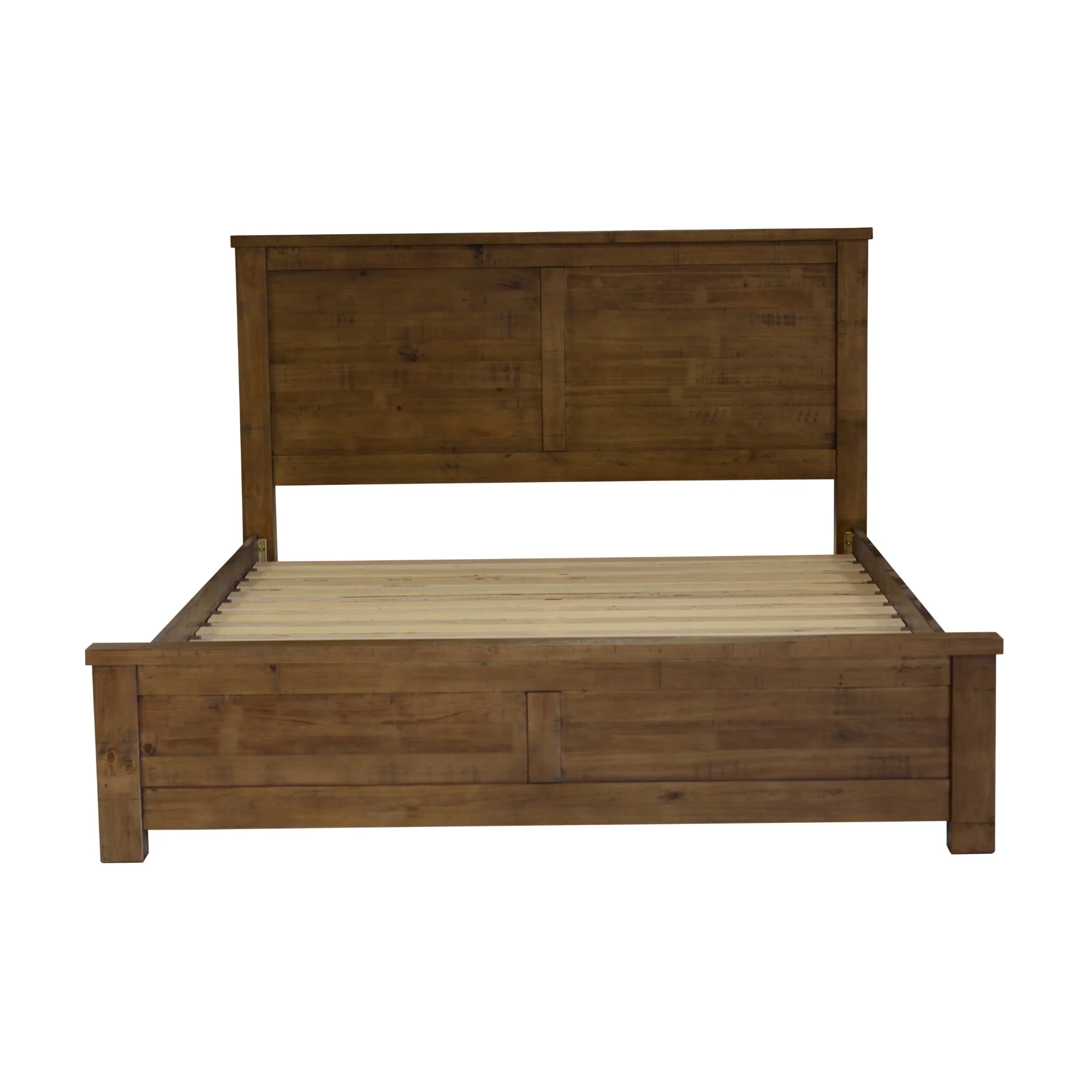 Sonora King Bed Frame Rustic Solid Pine Wood Ash Brown - Image 2