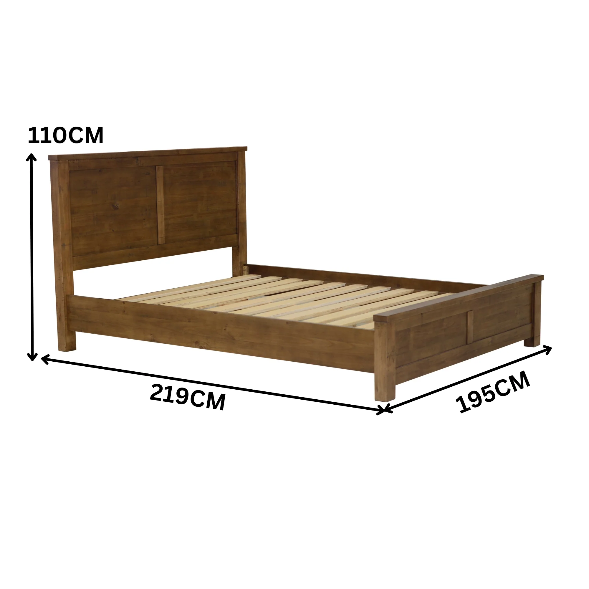 Sonora King Bed Frame Rustic Solid Pine Wood Ash Brown - Image 3