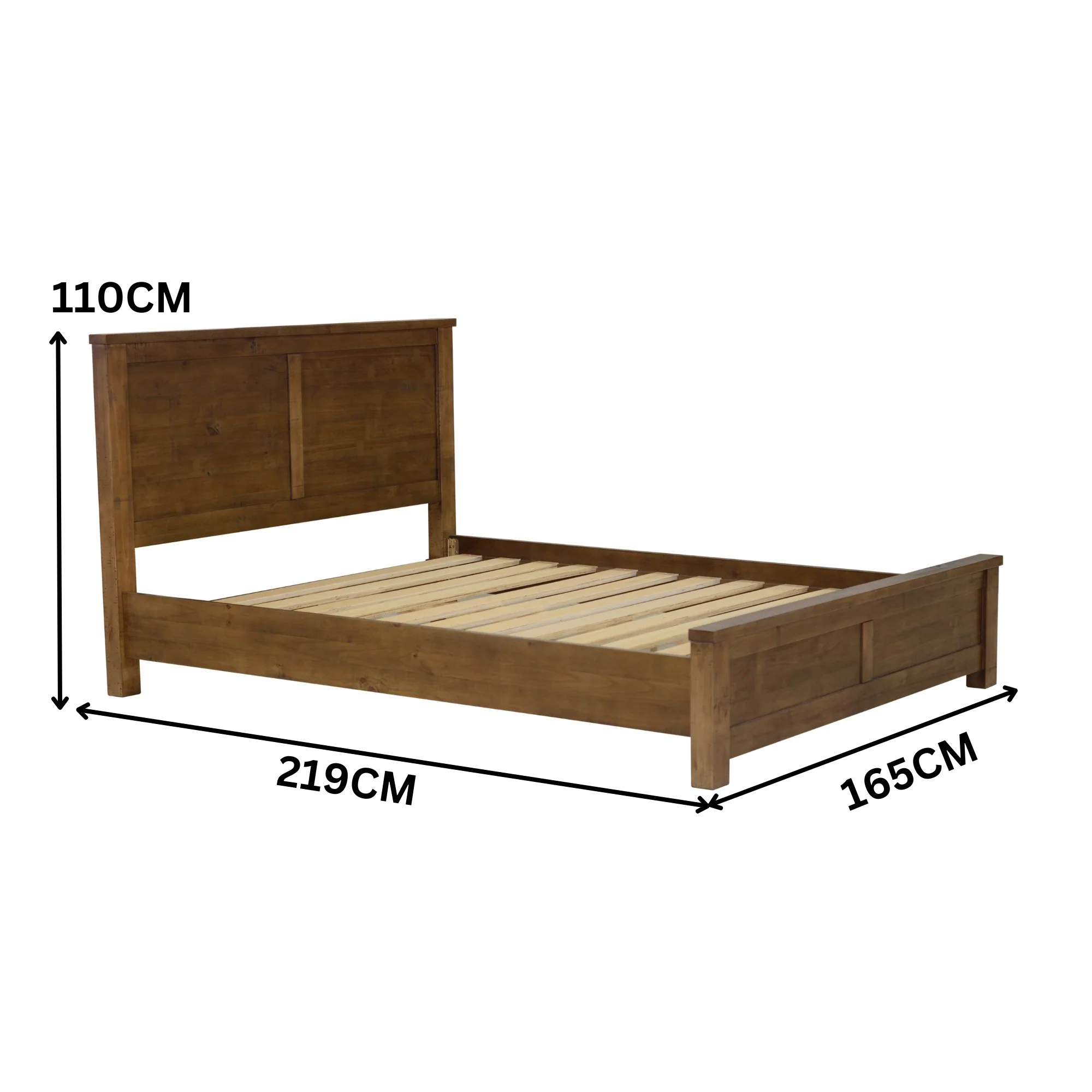 Sonora Queen Bed Frame Rustic Solid Pine Wood Ash Brown - Image 3