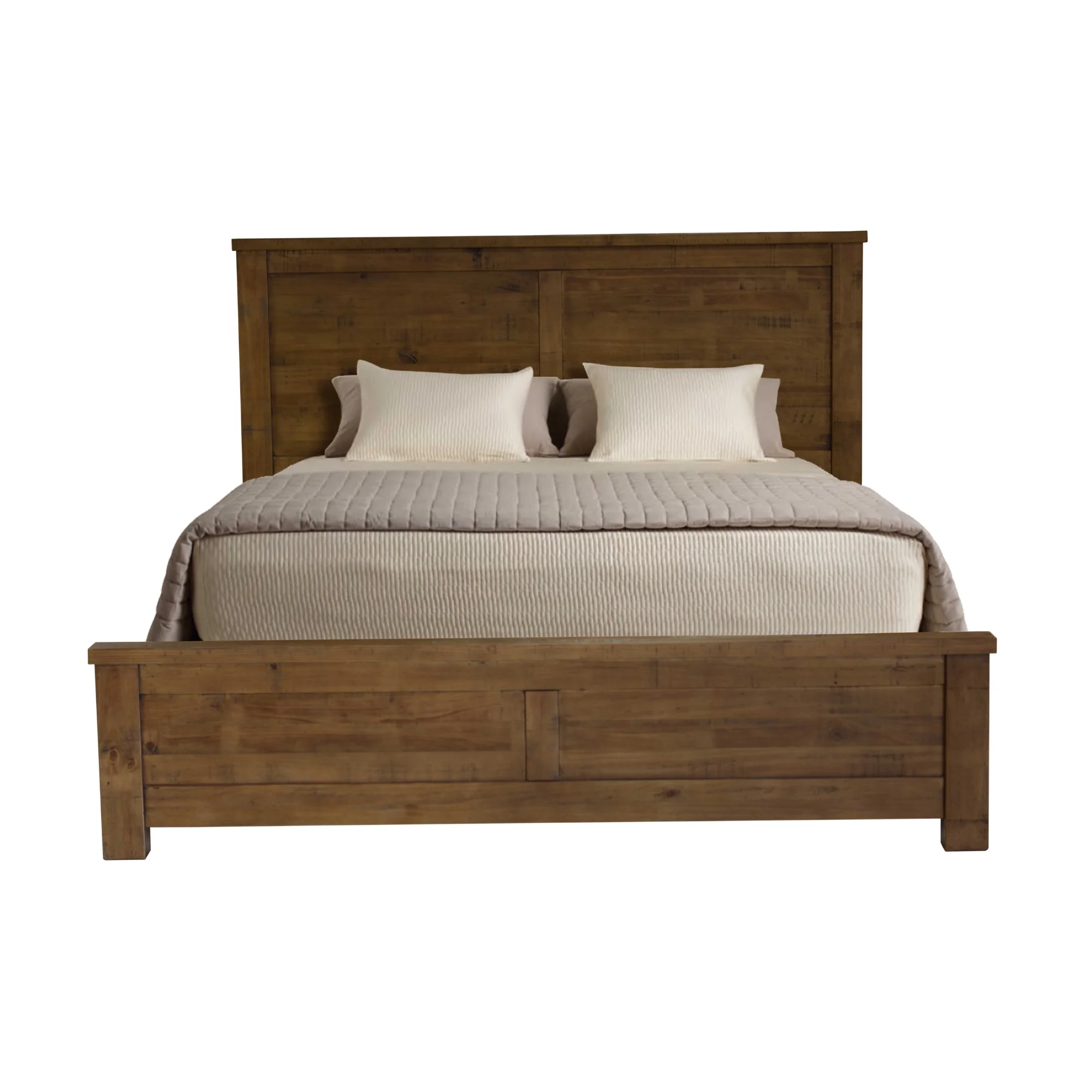 Sonora Queen Bed Frame Rustic Solid Pine Wood Ash Brown - Image 4