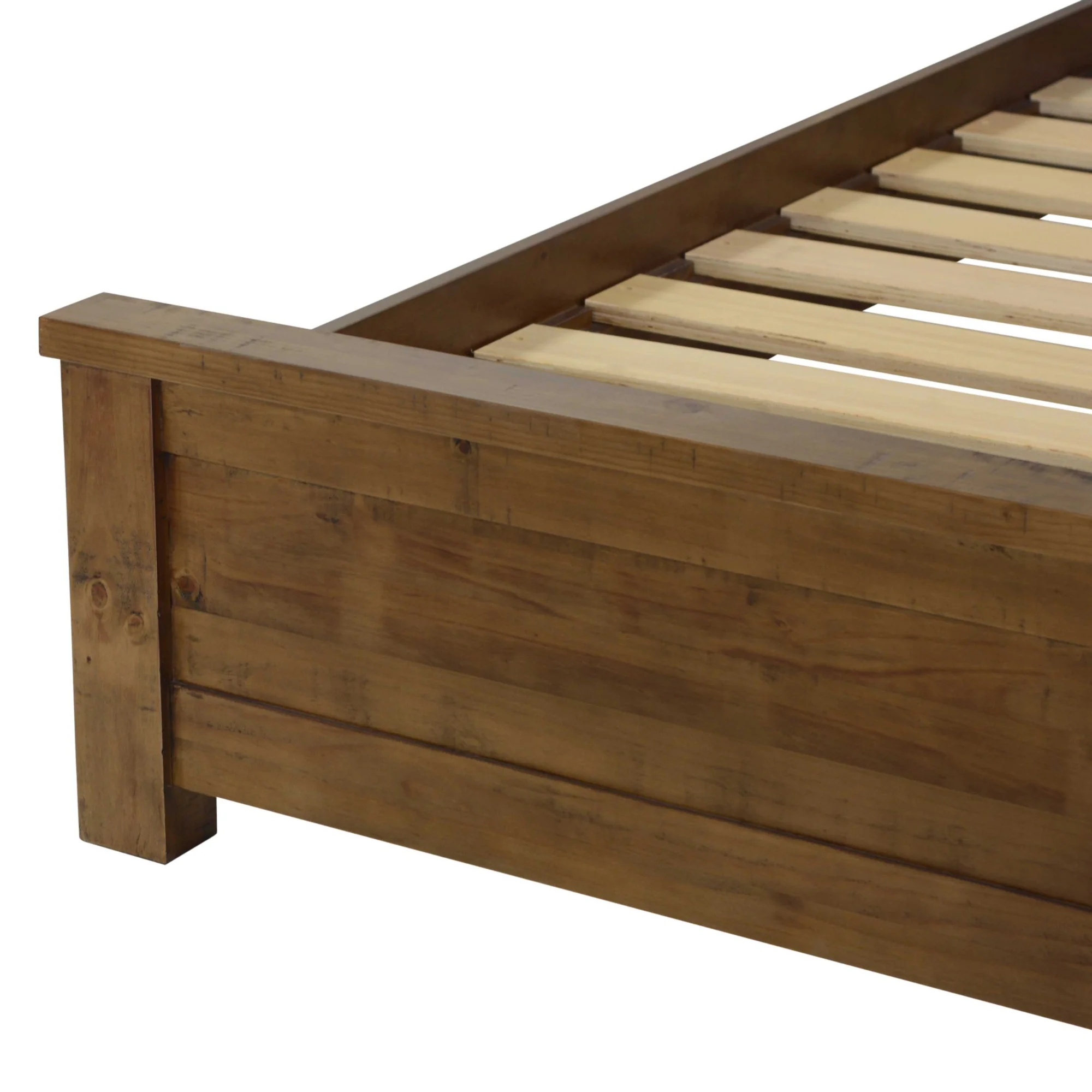 Sonora Queen Bed Frame Rustic Solid Pine Wood Ash Brown - Image 5