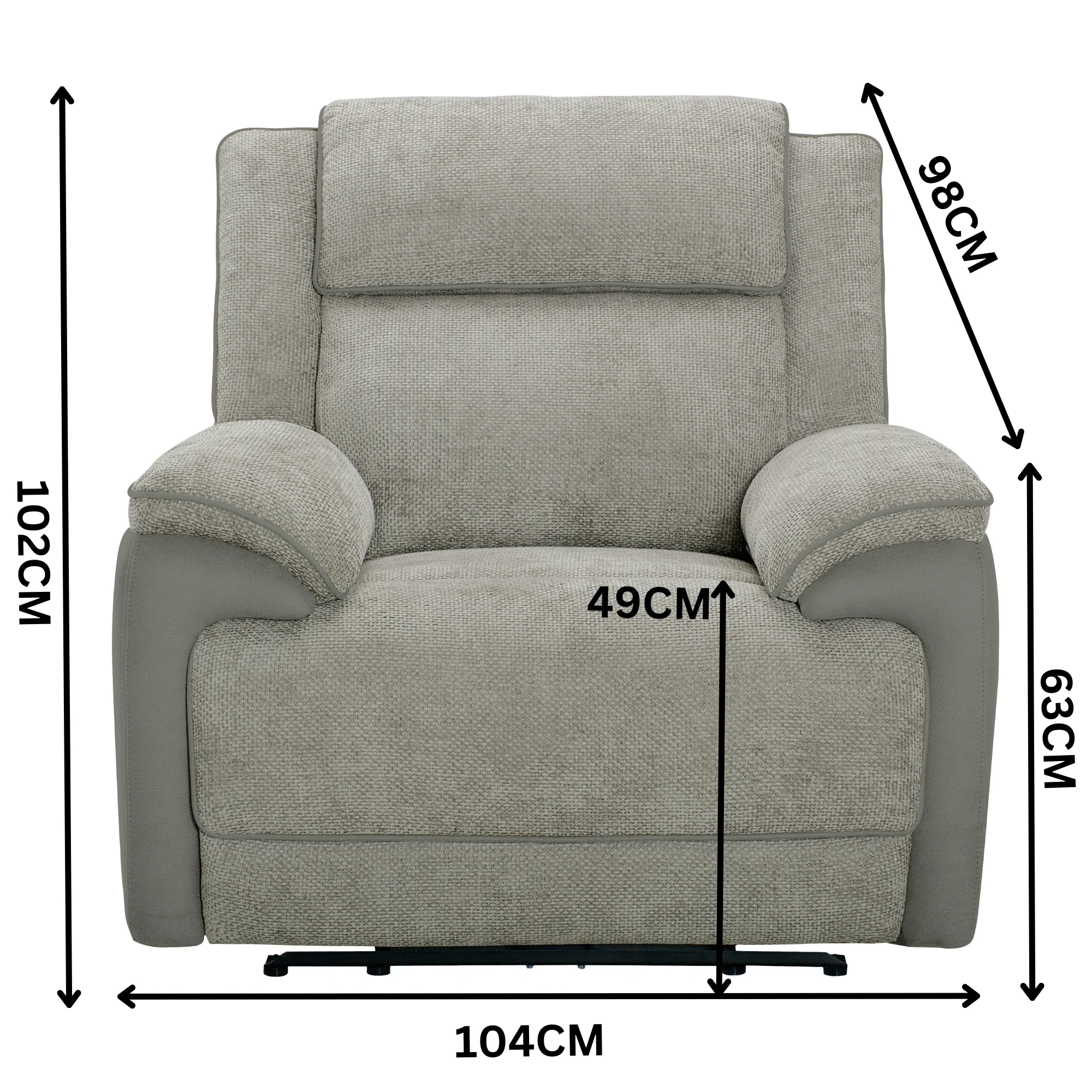 Southwest 1 Seater Electric Recliner Fabric Sofa Lounge Oyster Beige - Image 3