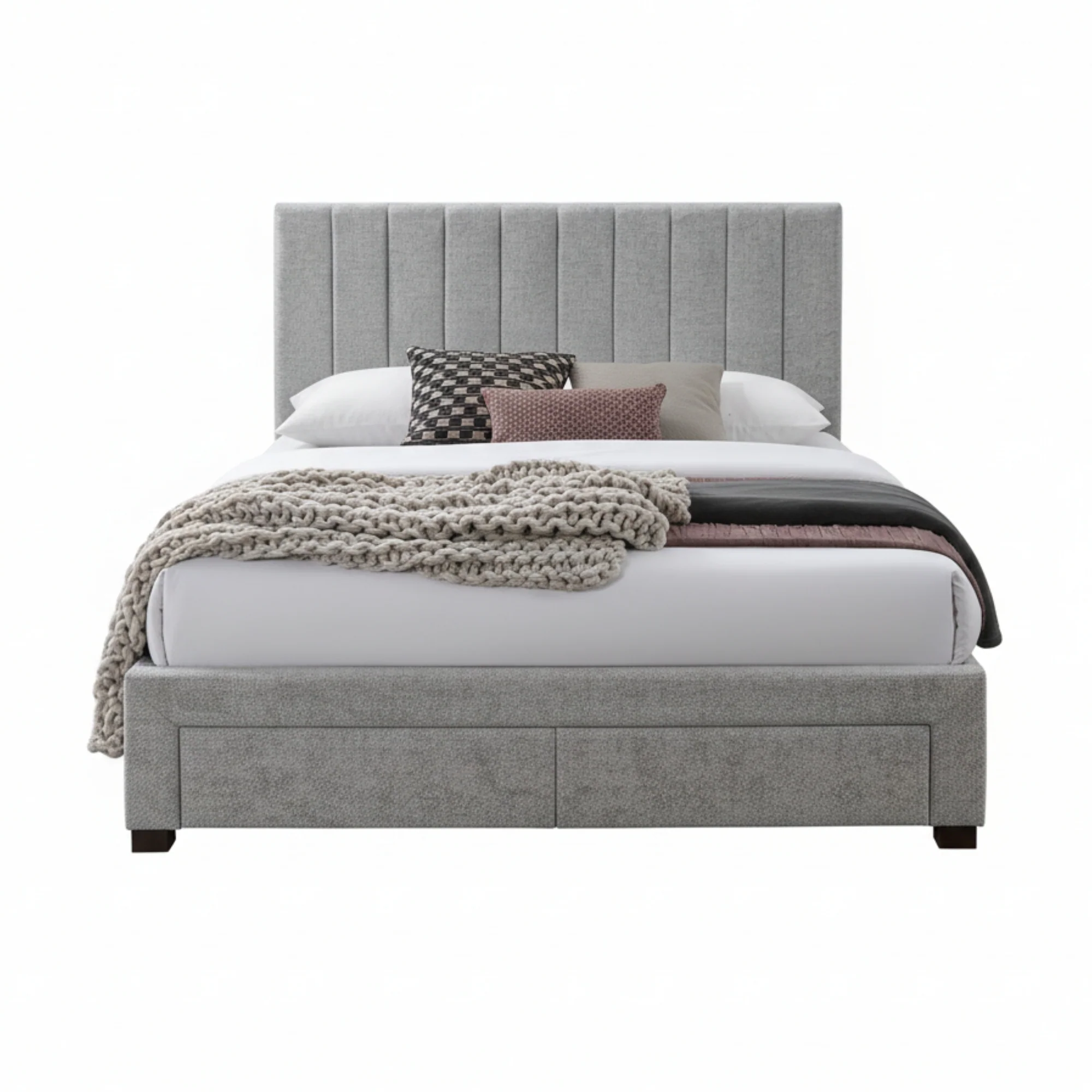 St Coco Double Bed Frame Storage Drawer Stone Grey - Image 2