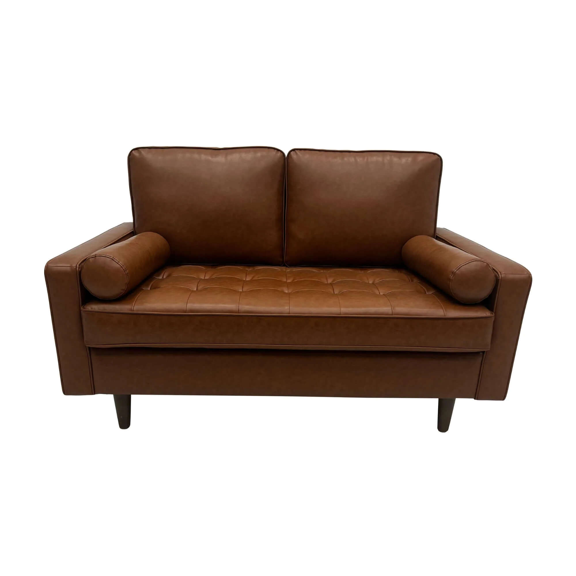 Stockholm 2 + 3 Seater Sofa Set Premium Faux Leather Tan - Image 4