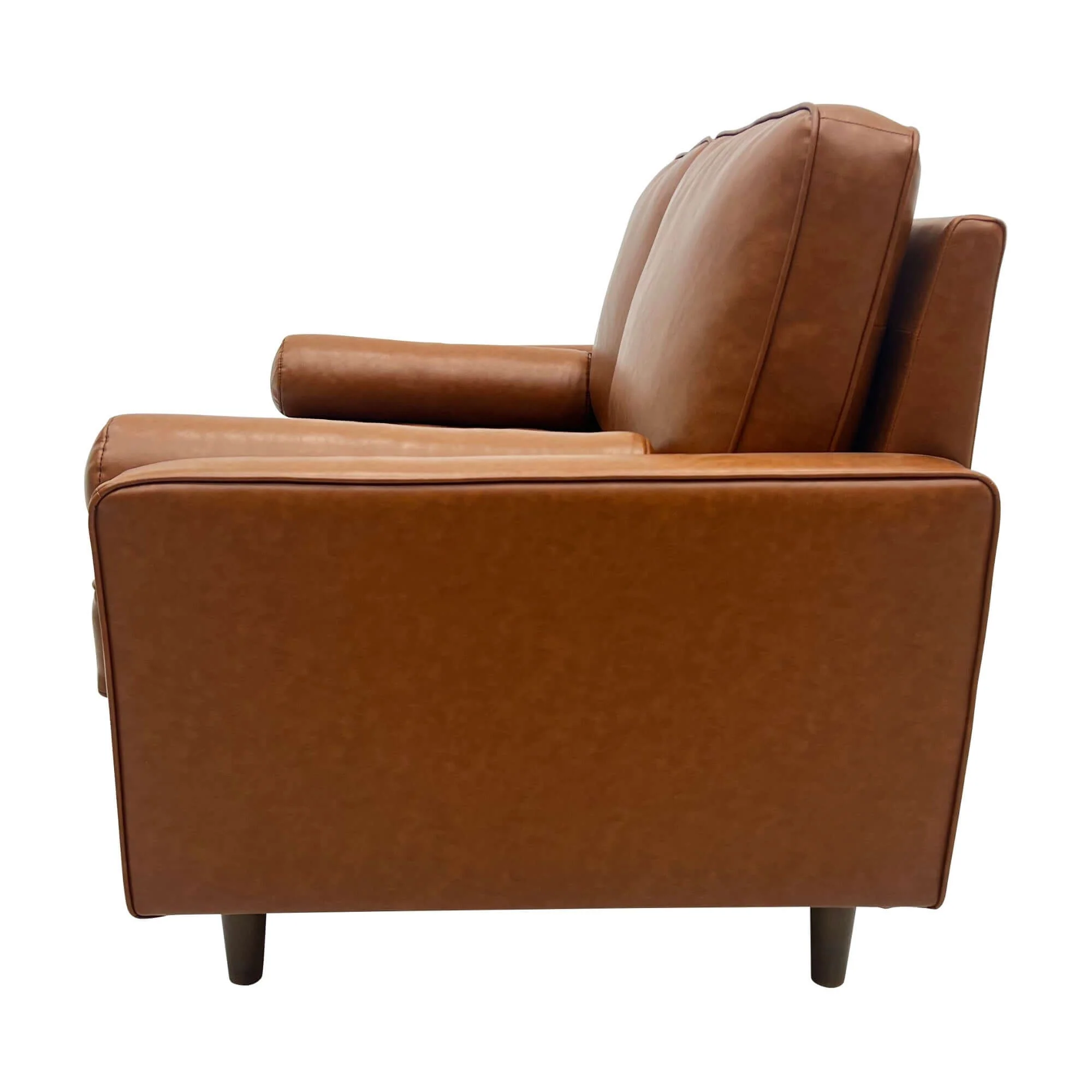 Stockholm 2 Seater Sofa Premium Faux Leather Tan - Image 5