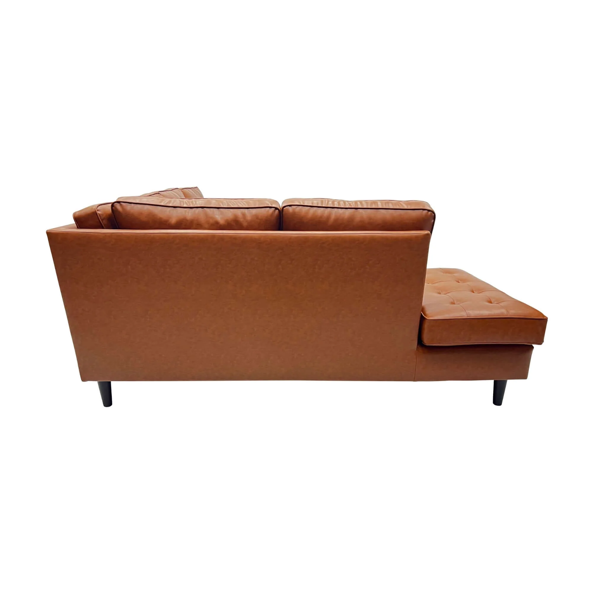Stockholm 4 Seater Sofa With LHF Chaise Premium Faux Leather Sofa Tan - Image 6