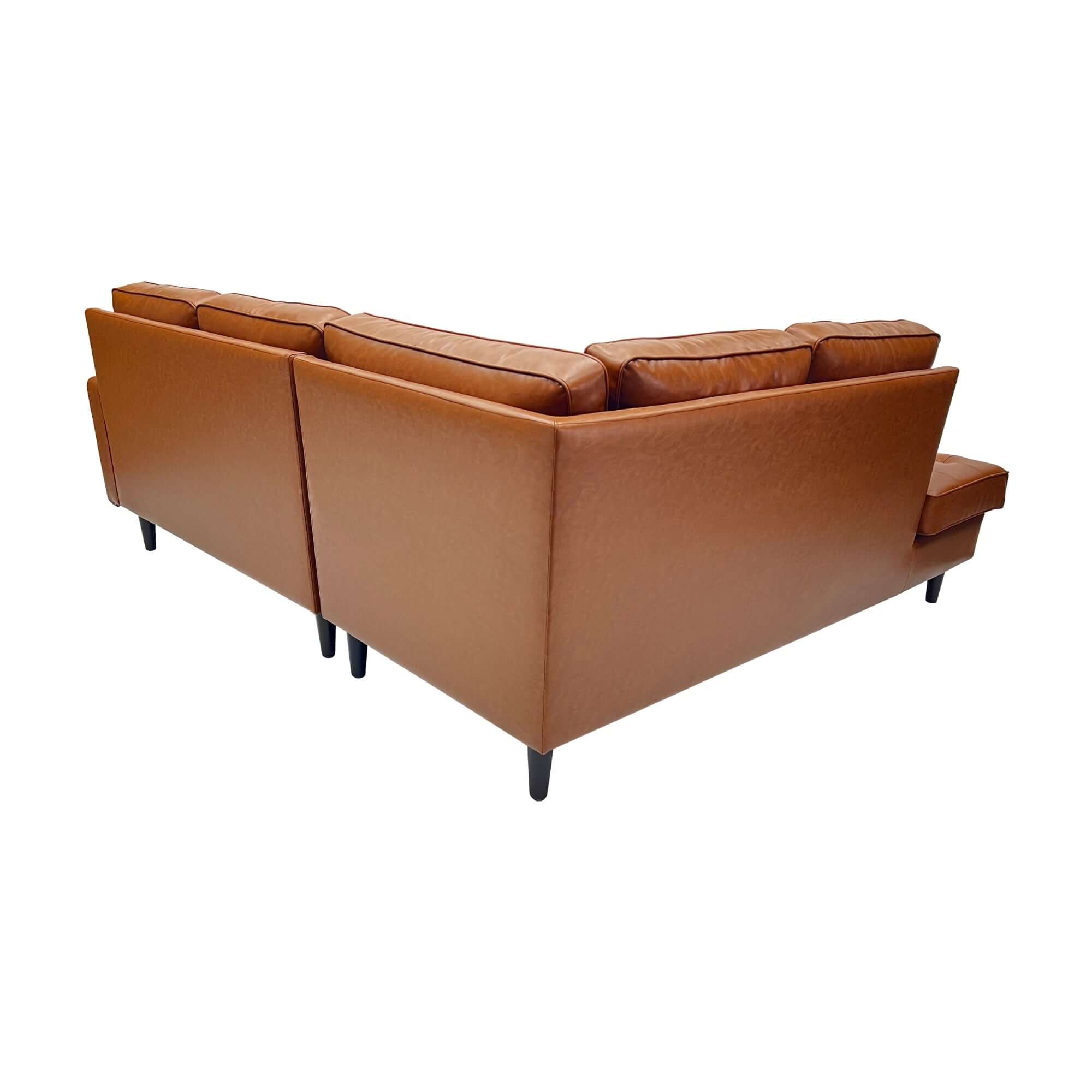 Stockholm 4 Seater Sofa With LHF Chaise Premium Faux Leather Sofa Tan - Image 7