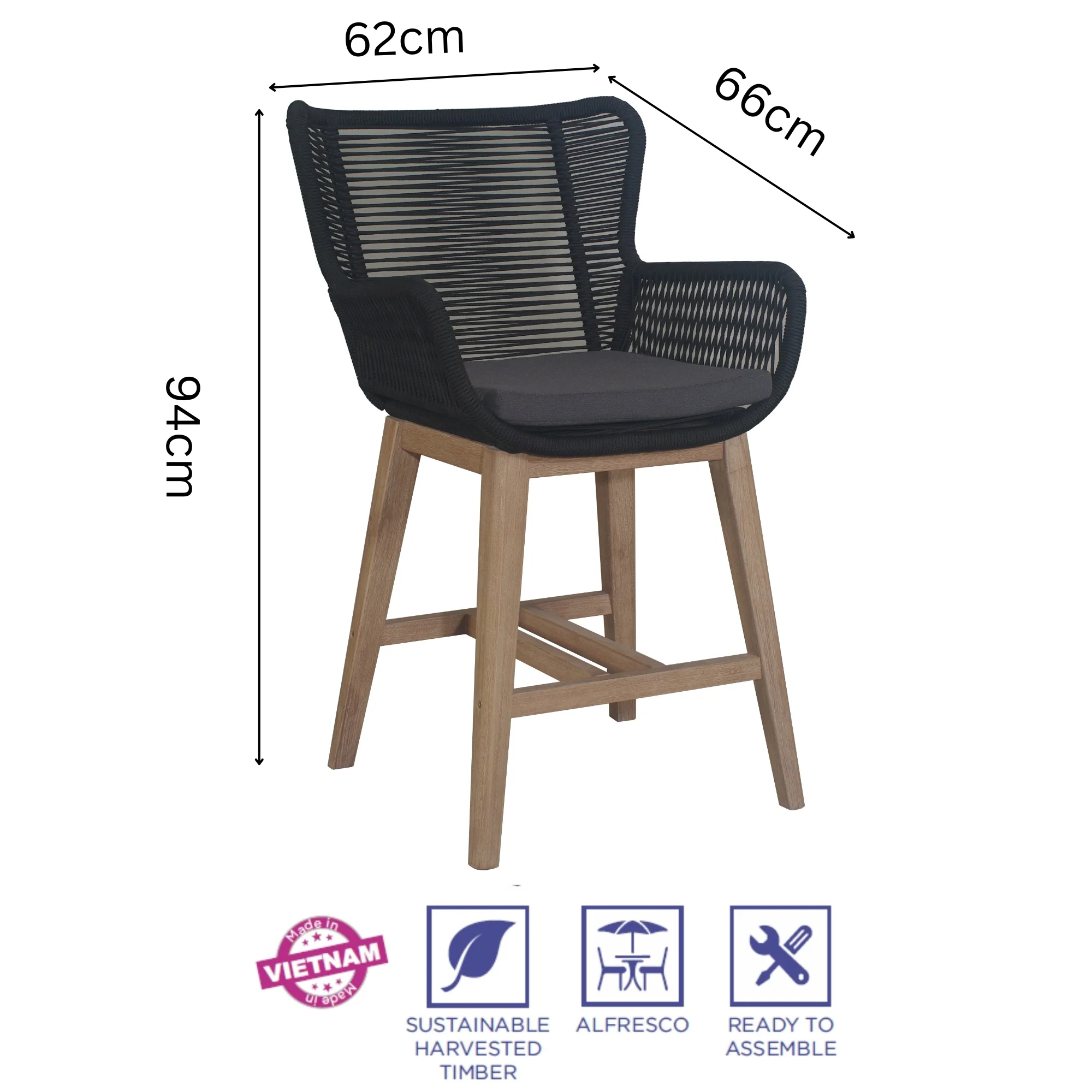 Stud 11pc Outdoor High Bar Dining Table Set - Image 3