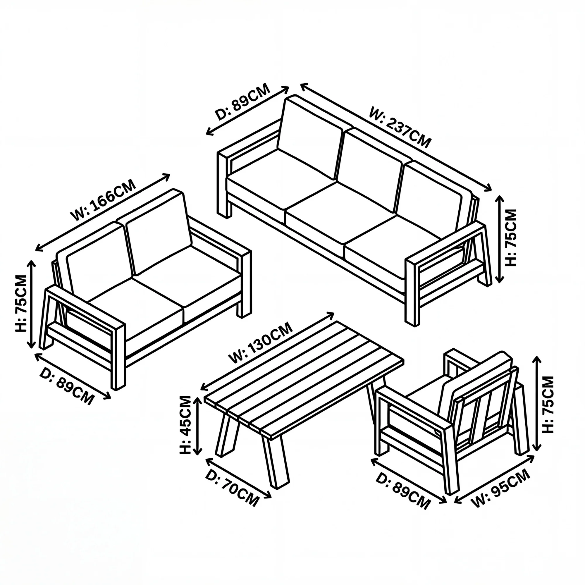 Stud 2 Seater Outdoor Sofa Lounge White Wash - Image 8