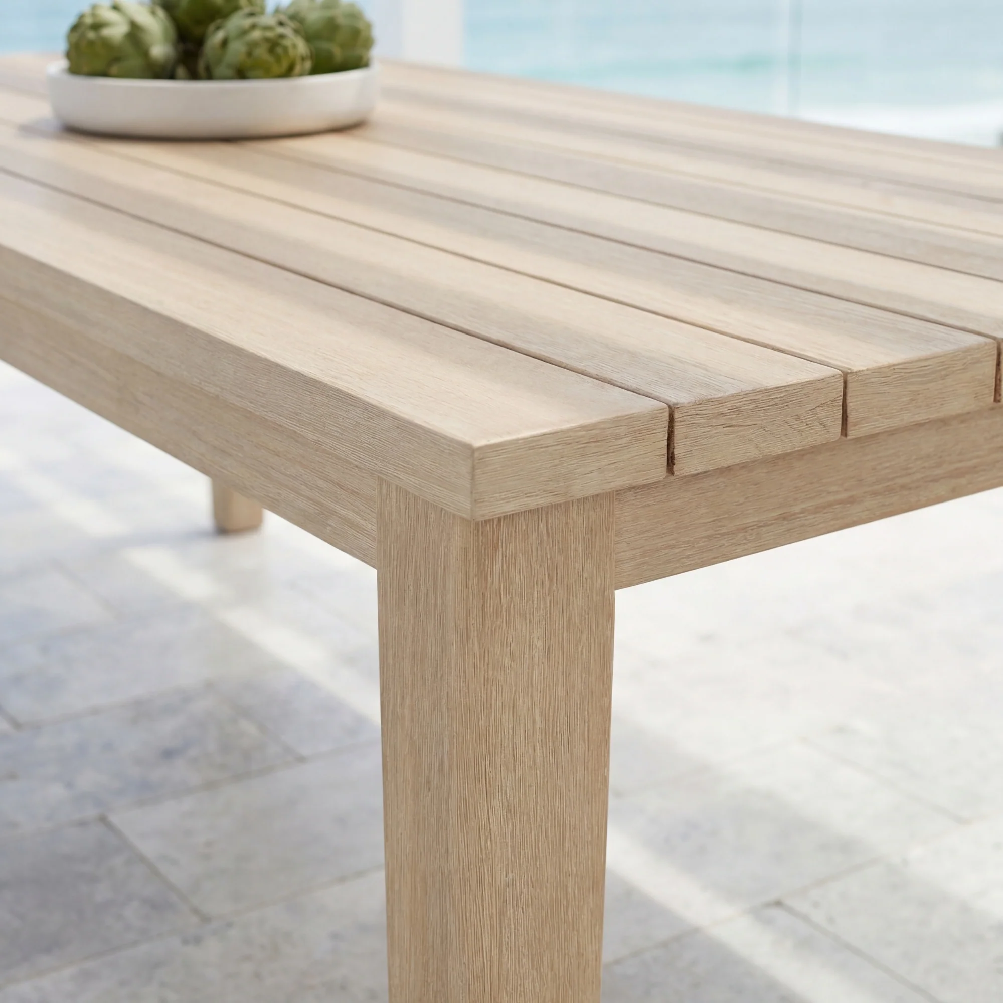 Stud 220cm Outdoor Dining Table White Wash - Image 4