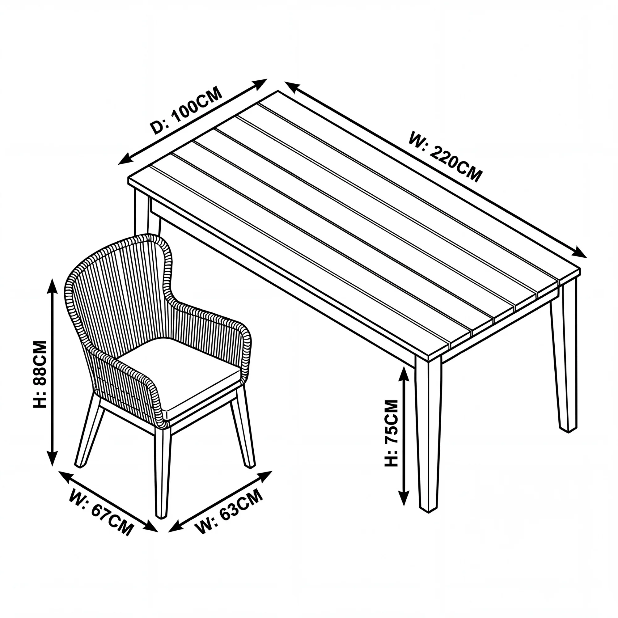 Stud 220cm Outdoor Dining Table White Wash - Image 8