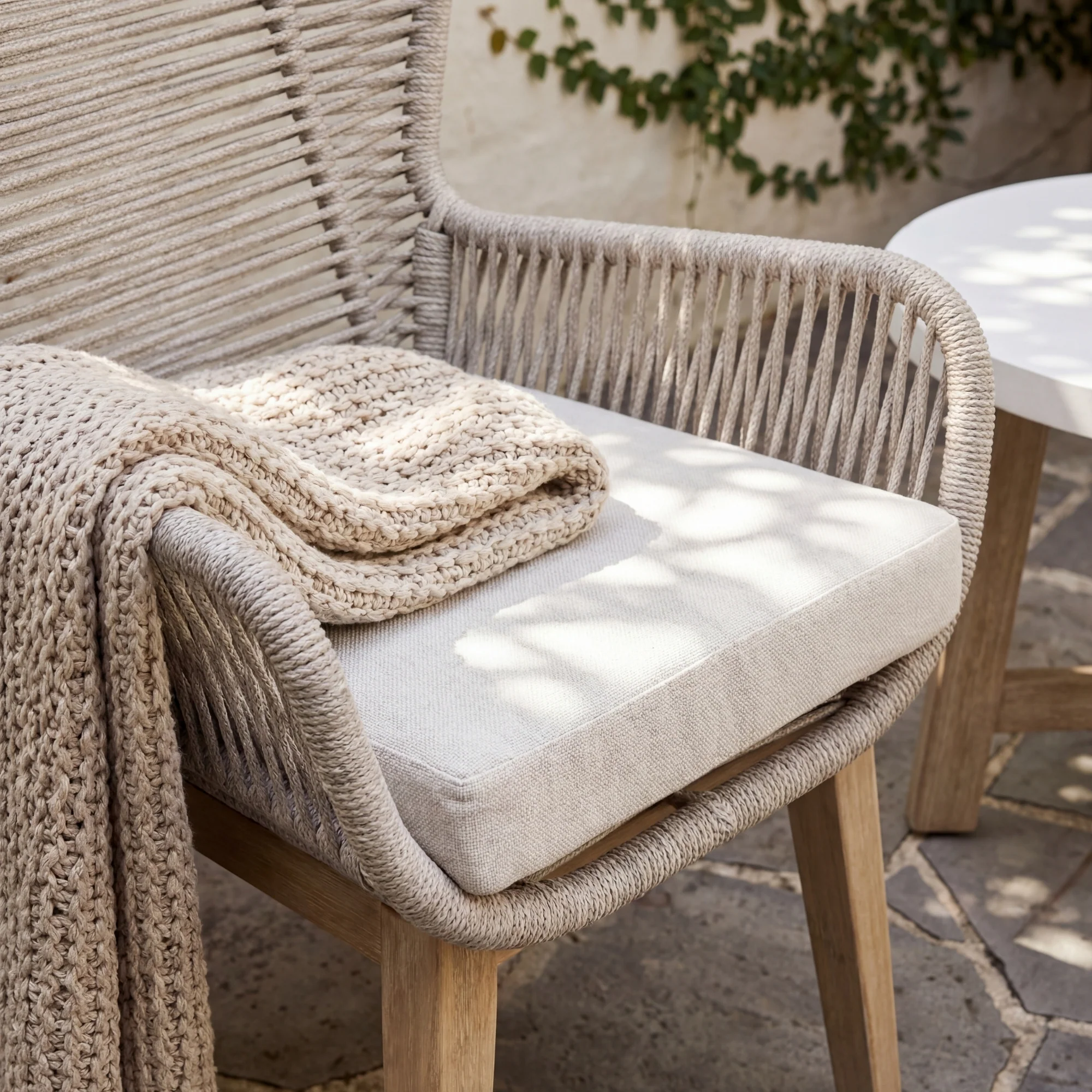 Stud 3pc Chat Set Outdoor Chair Coffee Table White Wash - Image 5