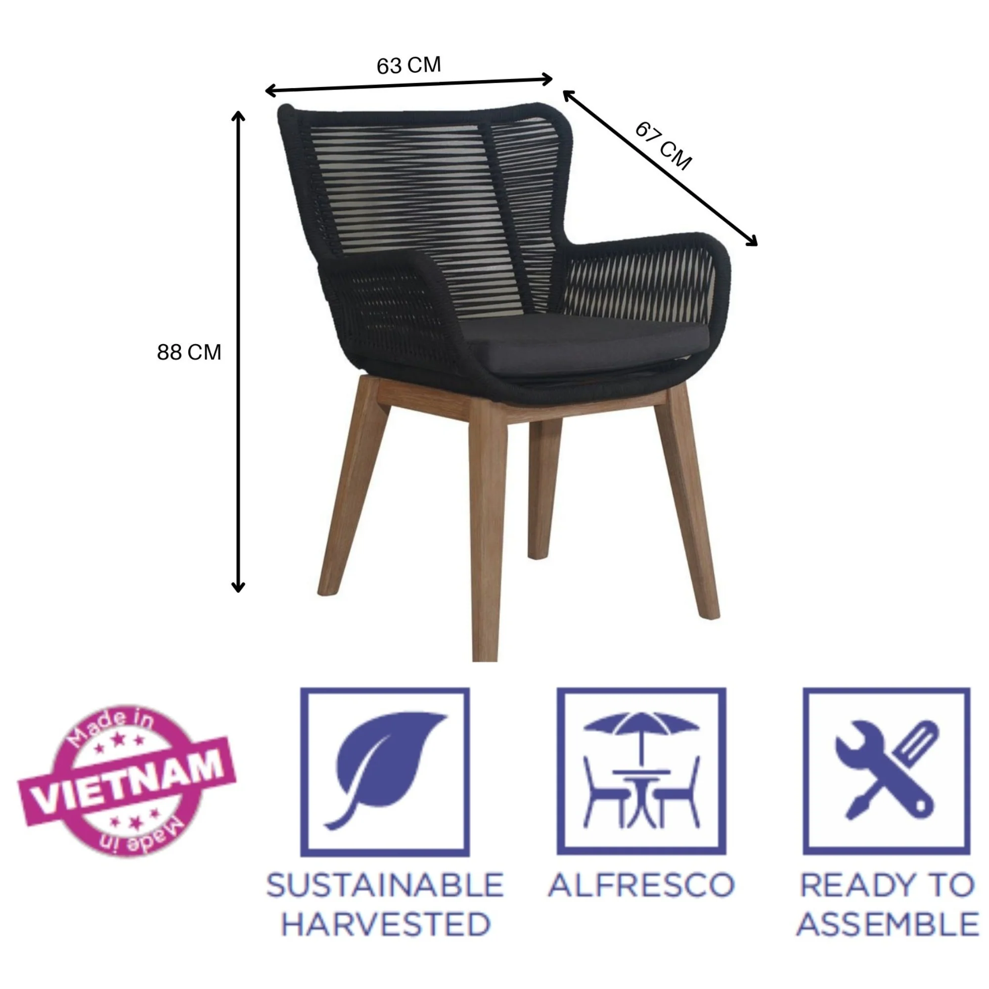 Stud 5pc Outdoor Dining Set - Image 5