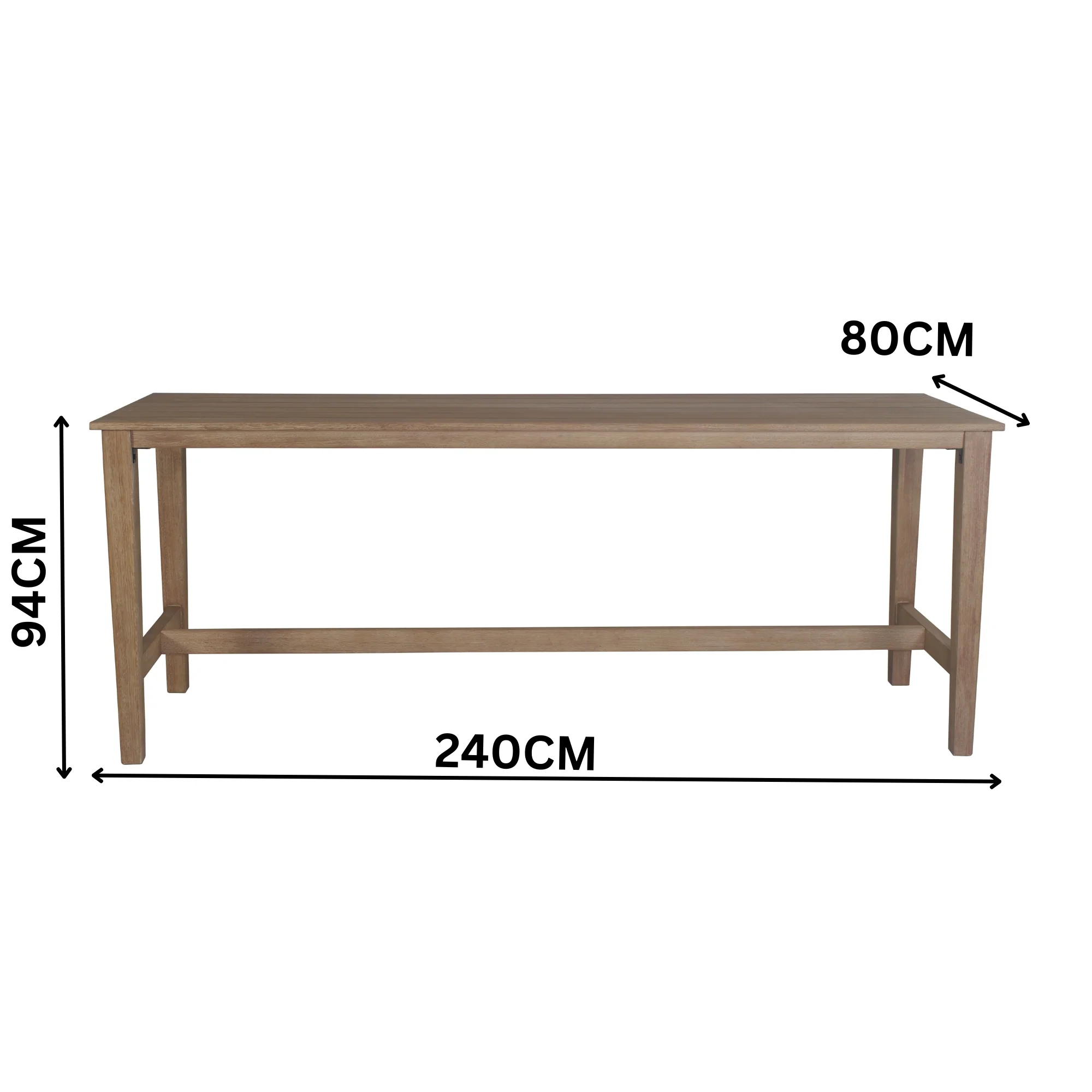 Stud 7pc Outdoor High Bar Dining Set 6 Barstool Chair 240cm Timber Table - Image 3