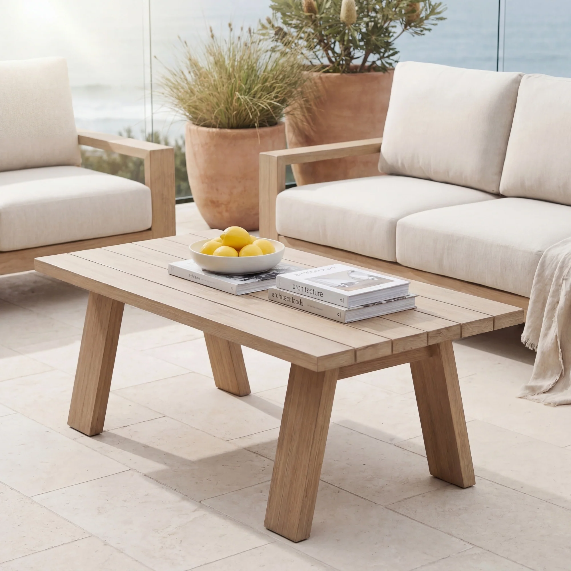 Stud Outdoor Coffee Table White Wash - Image 3