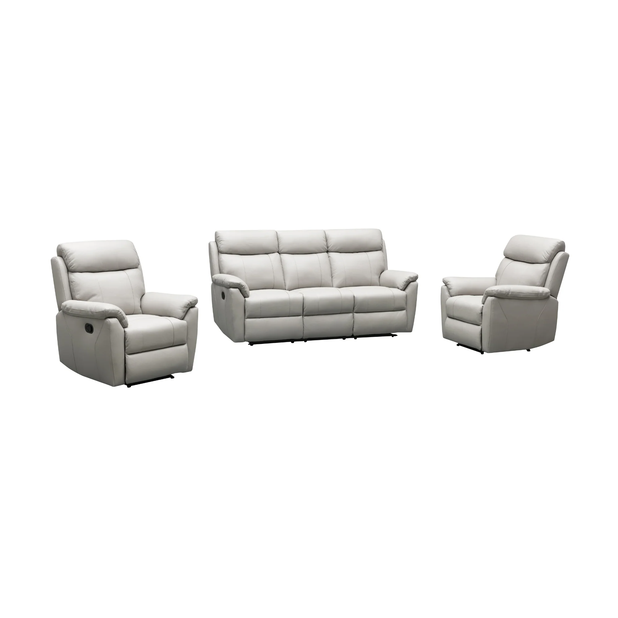 Sundance 3+1+1 Seater Set Recliner Split Leather Lounge Chair Light Grey - Image 2