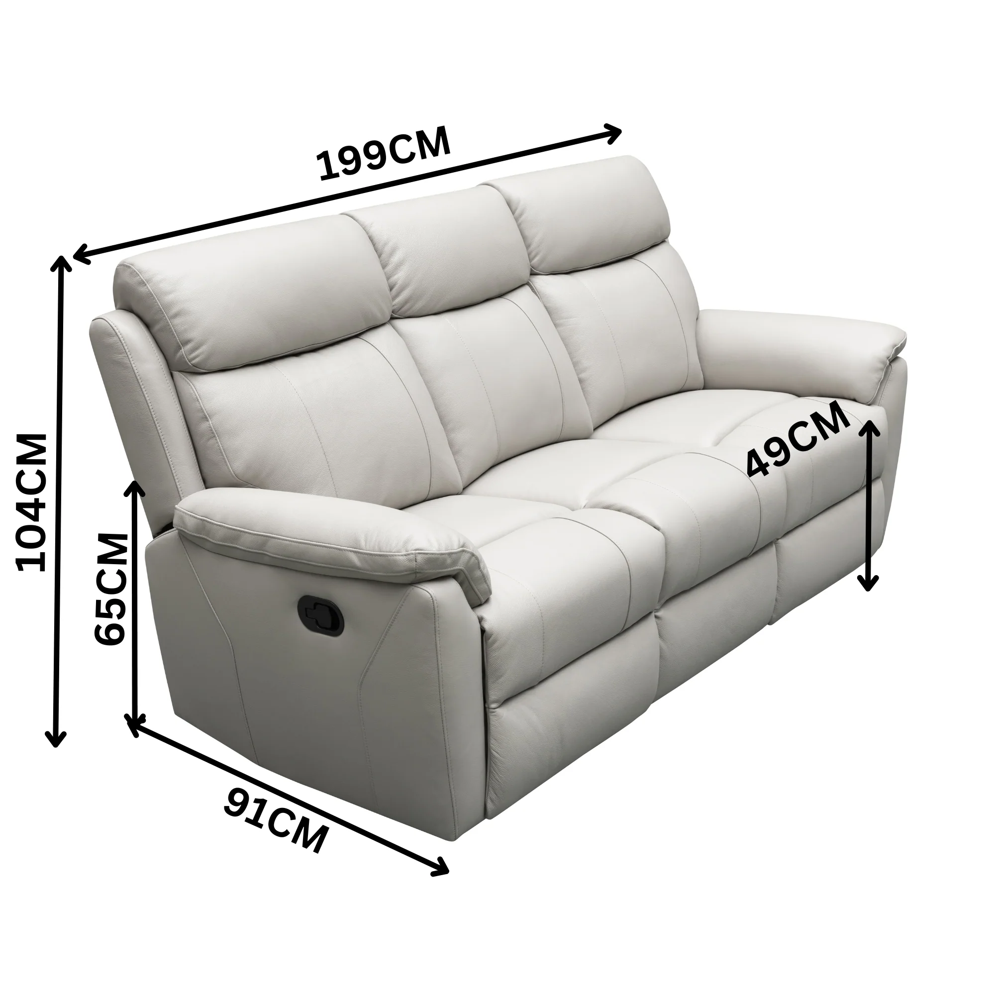 Sundance 3+1+1 Seater Set Recliner Split Leather Lounge Chair Light Grey - Image 4