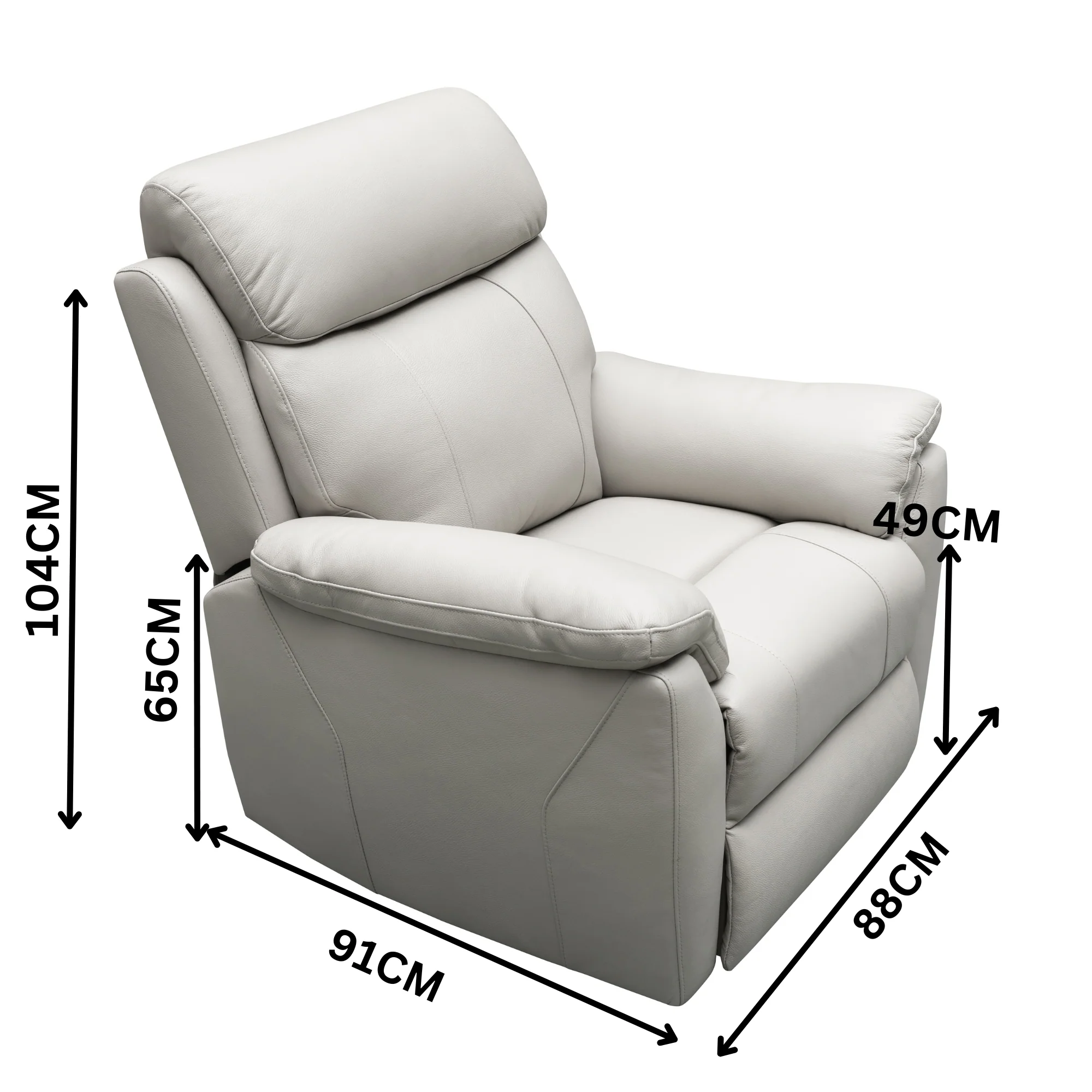 Sundance 3+1+1 Seater Set Recliner Split Leather Lounge Chair Light Grey - Image 6