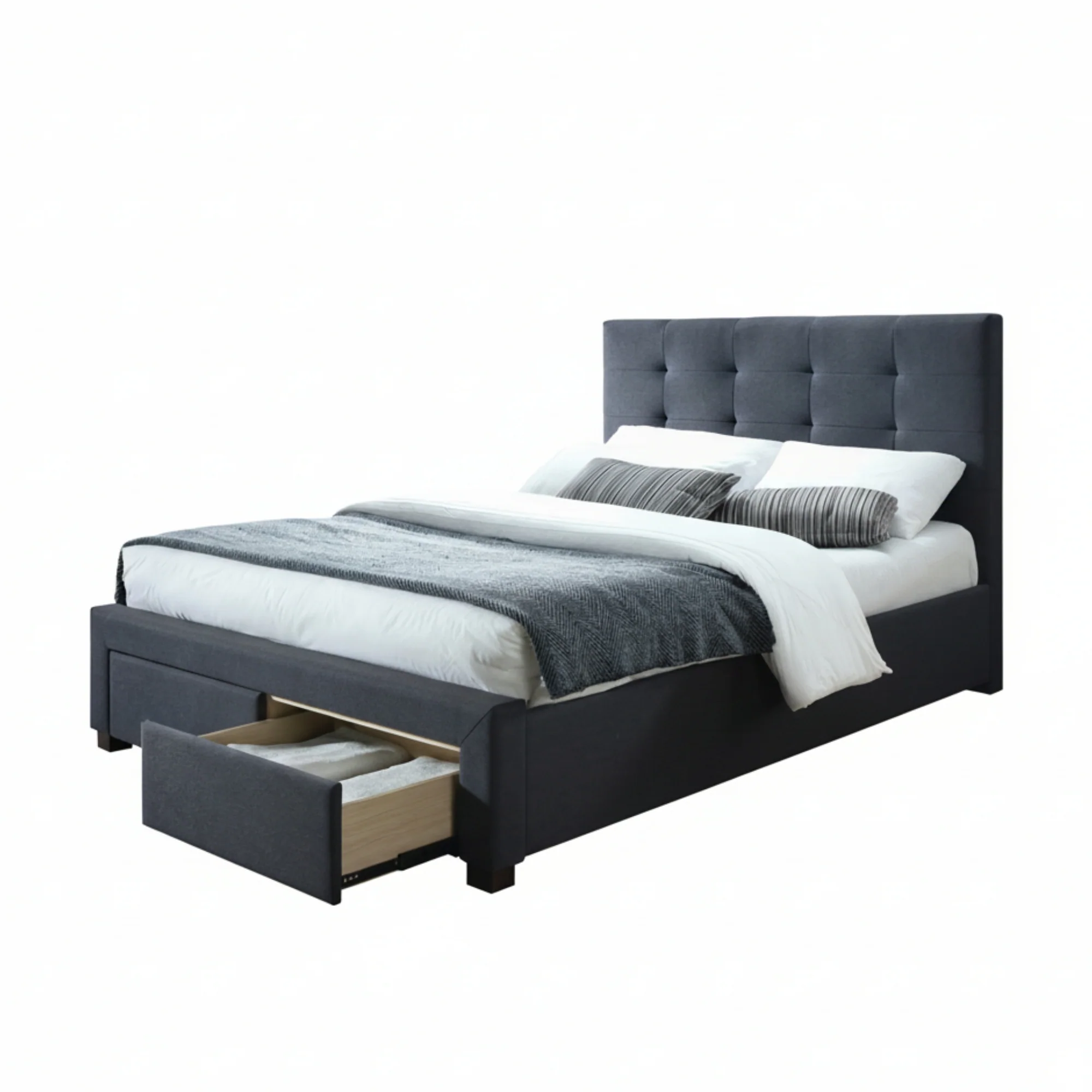 Sundance Double Bed Frame Storage Drawer Mid Grey - Image 2