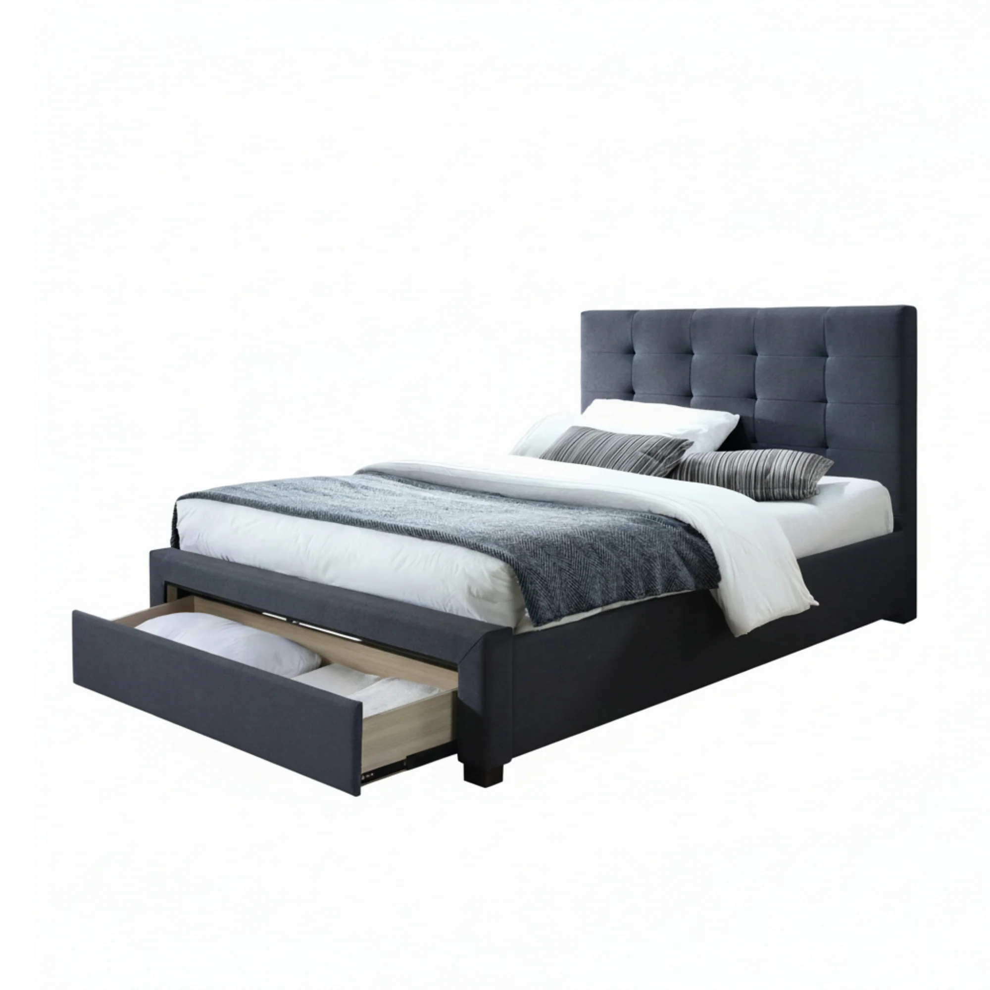 Sundance King Singe Bed Frame Storage Drawer Mid Grey - Image 2