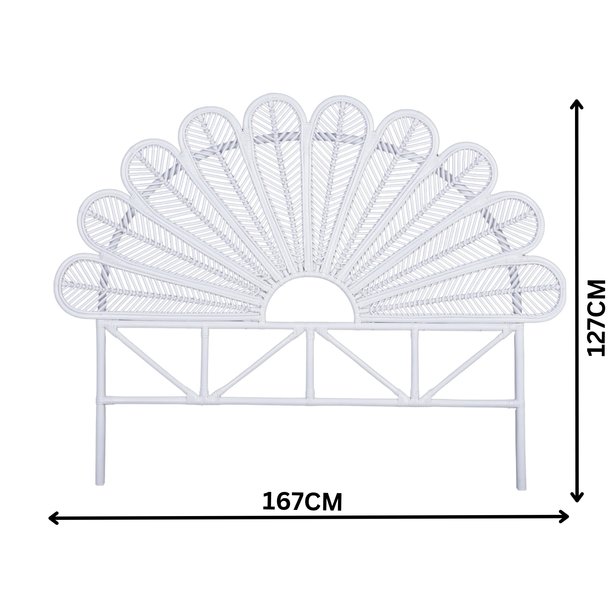 Sunny Double Rattan Cane Bed Head Headboard White - Image 2