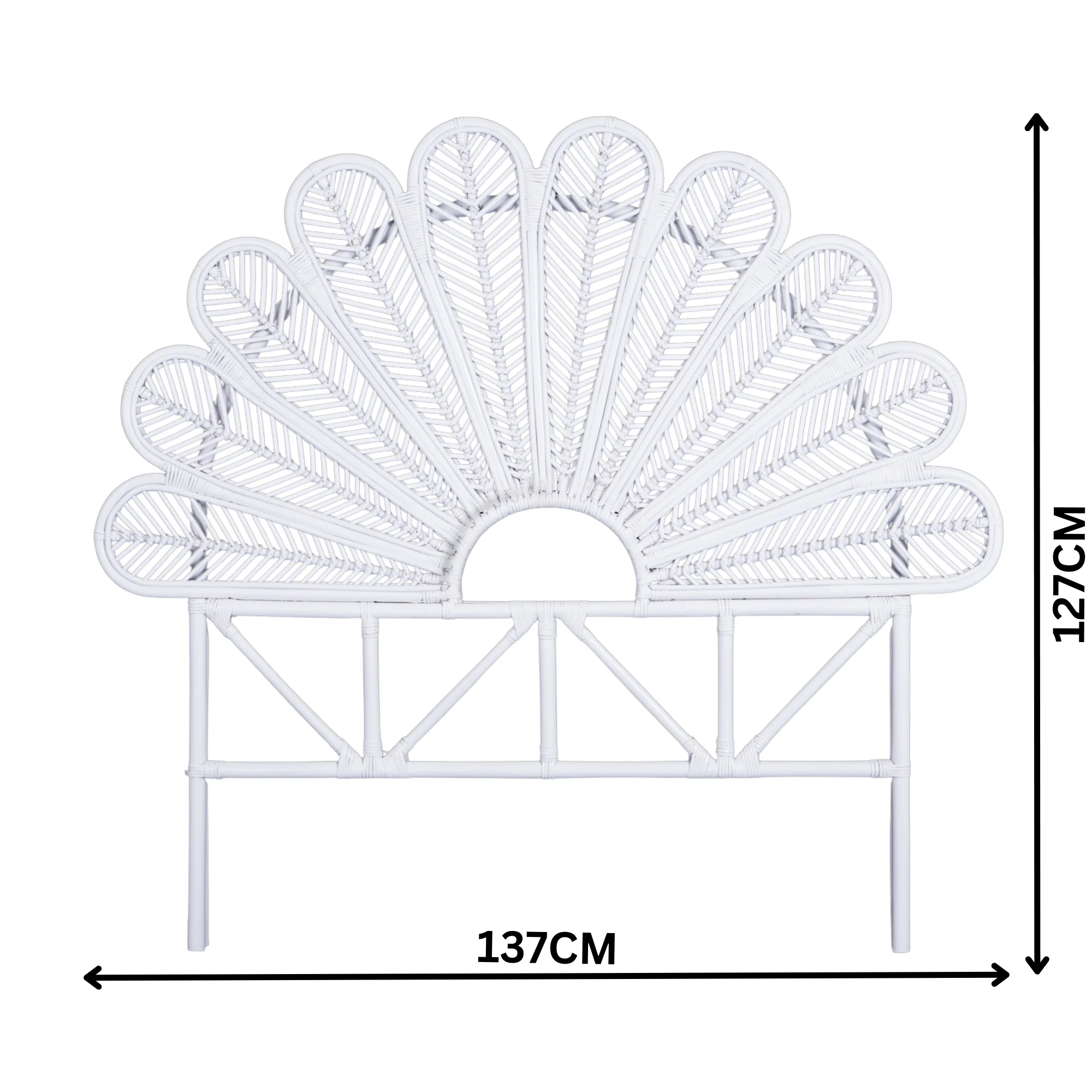 Sunny King Single Rattan Cane Bed Head Headboard White - Image 2