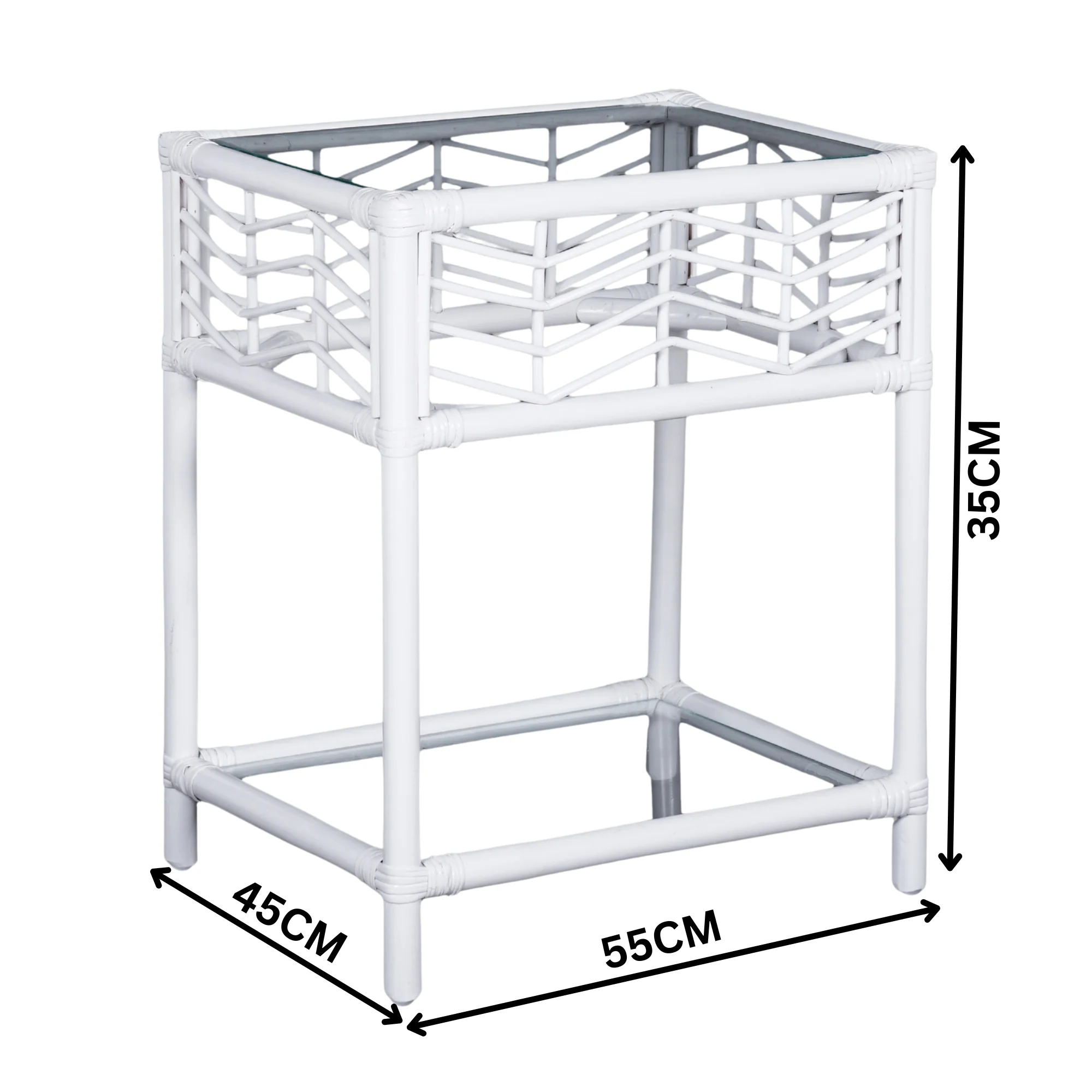 Sunny Rattan Cane Bedside Table White - Image 2