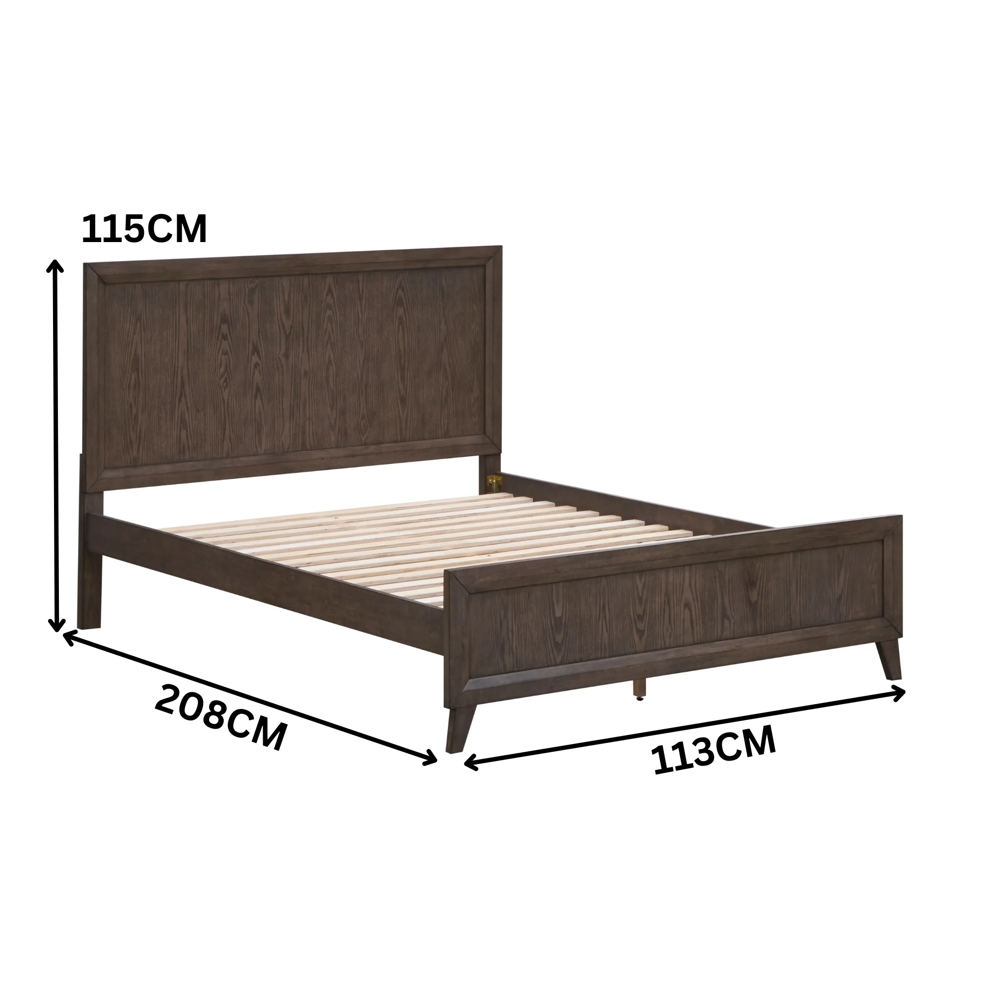Suno King Single Bedroom Suite Bed Frame Bedside Dresser Set Dark Grey - Image 6