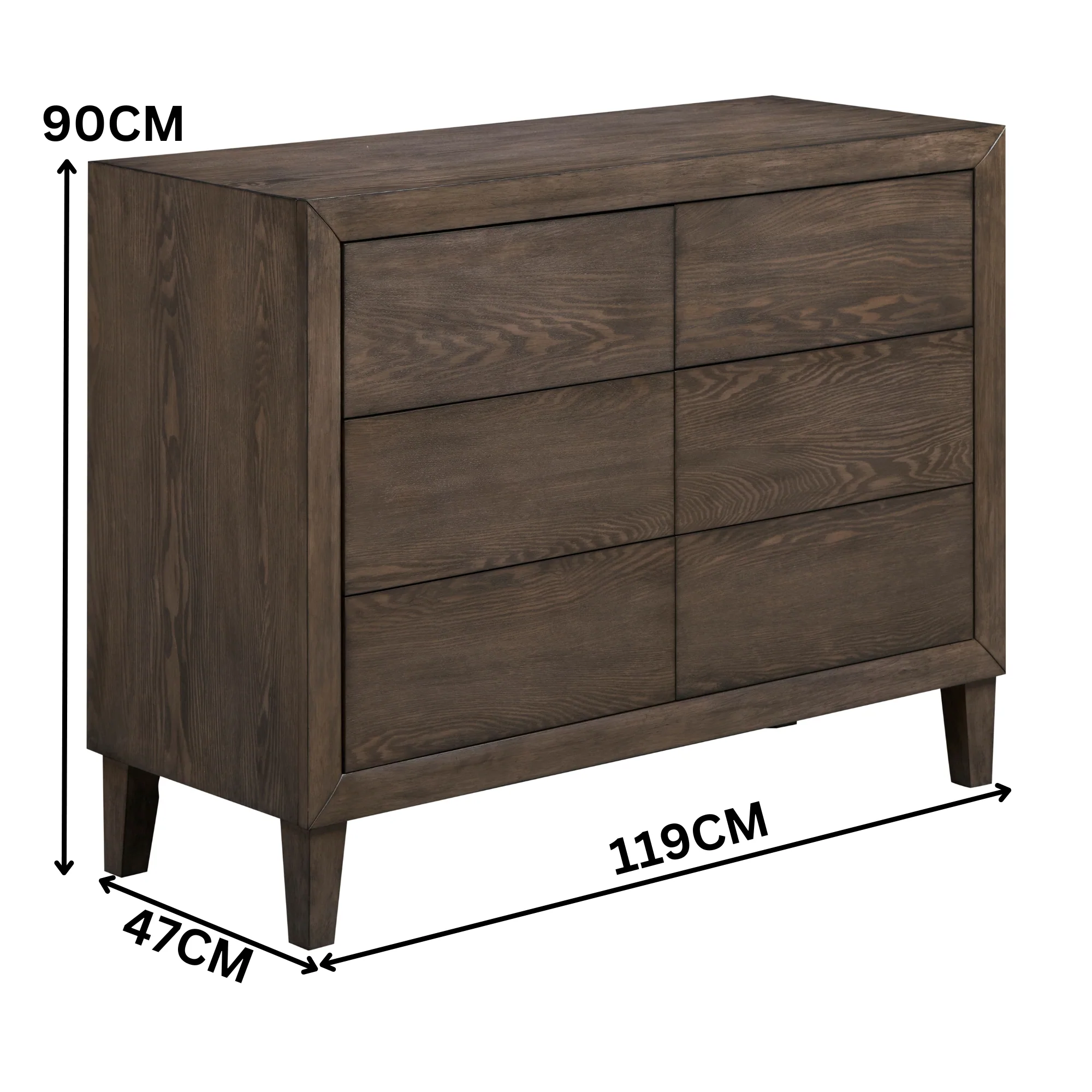 Suno King Single Bedroom Suite Bed Frame Bedside Dresser Set Dark Grey - Image 7