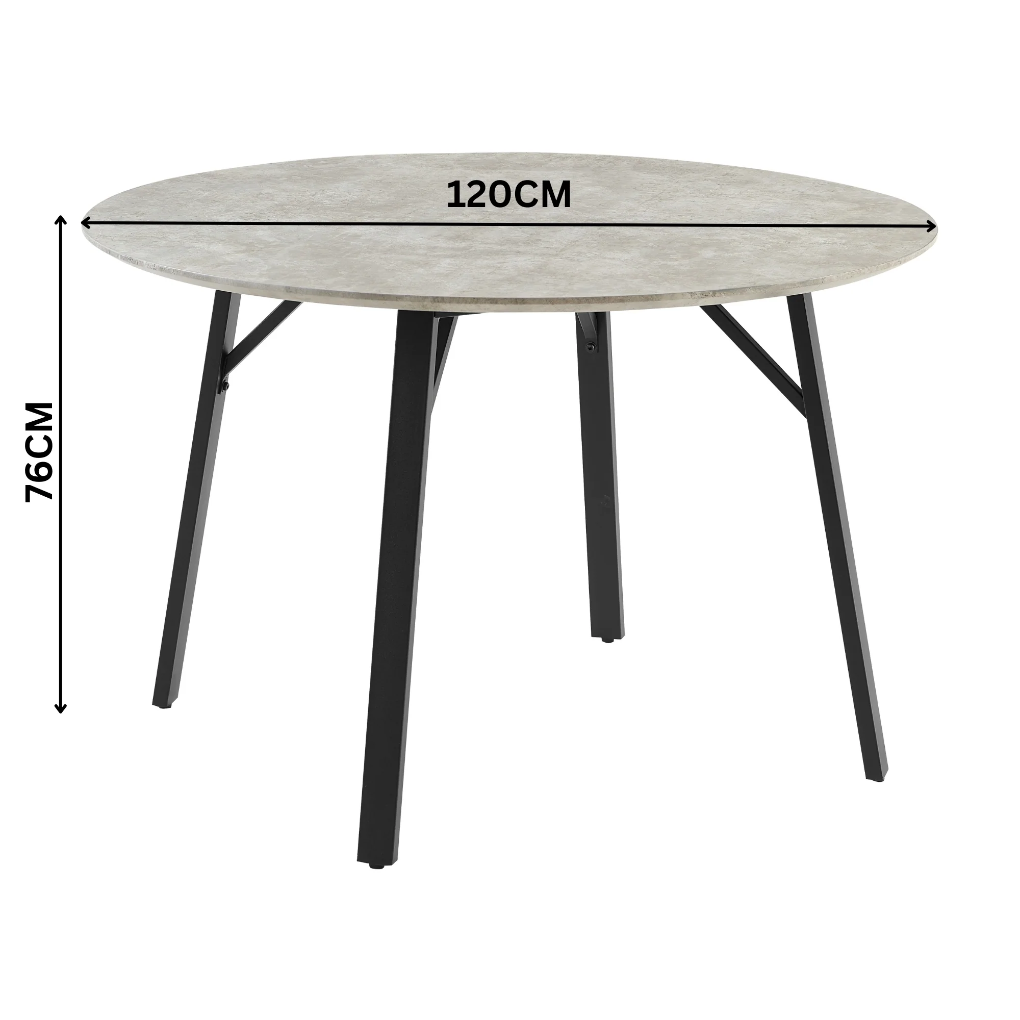 Supreme 5pc Set 120cm Round Dining Table Chair Faux Marble Melamine Top Stone Grey - Image 3