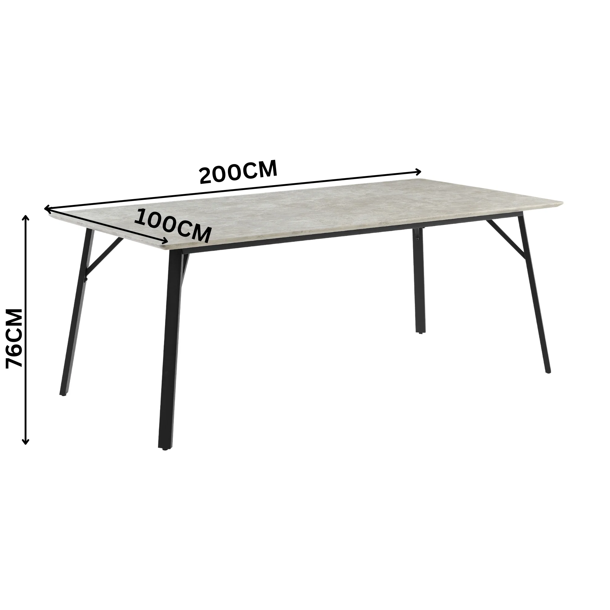 Supreme 7pc Set 200cm Dining Table Chair Faux Marble Melamine Top Stone Grey - Image 3