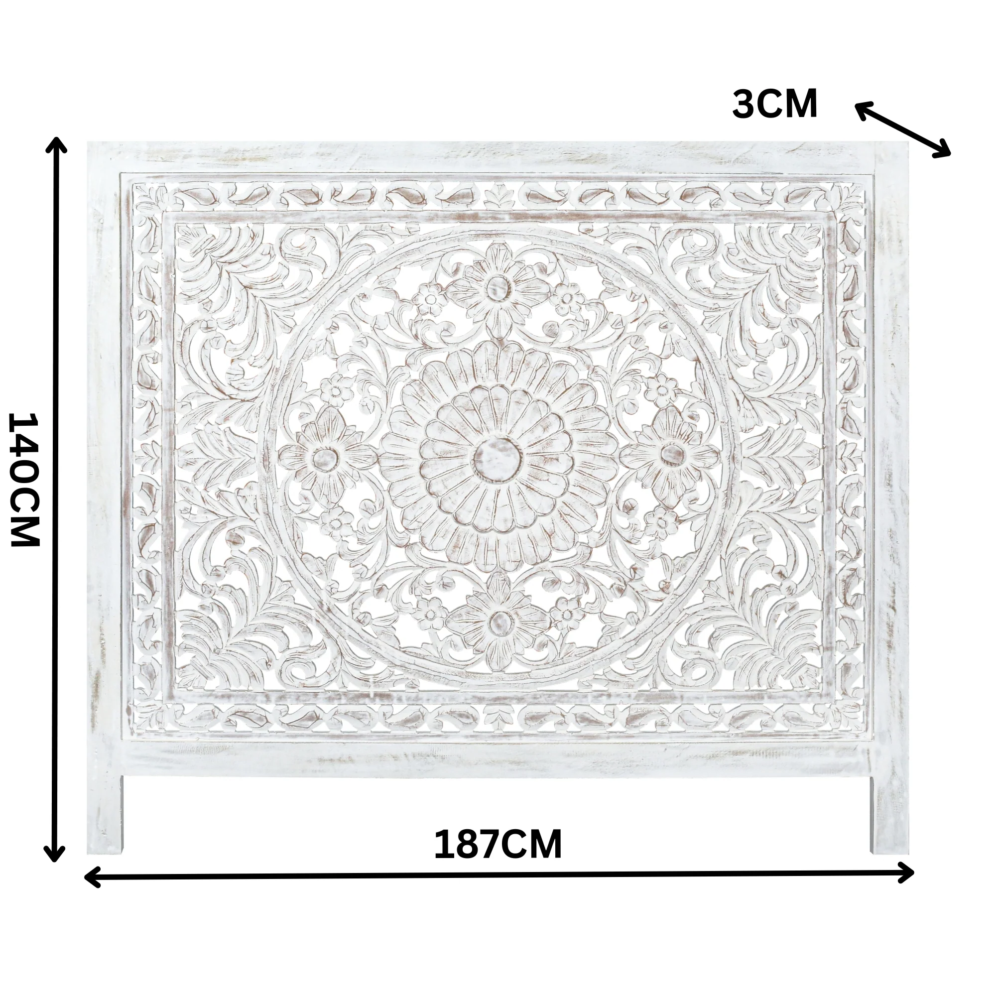 Surya King Bed Headboard Bed Head White - Image 3
