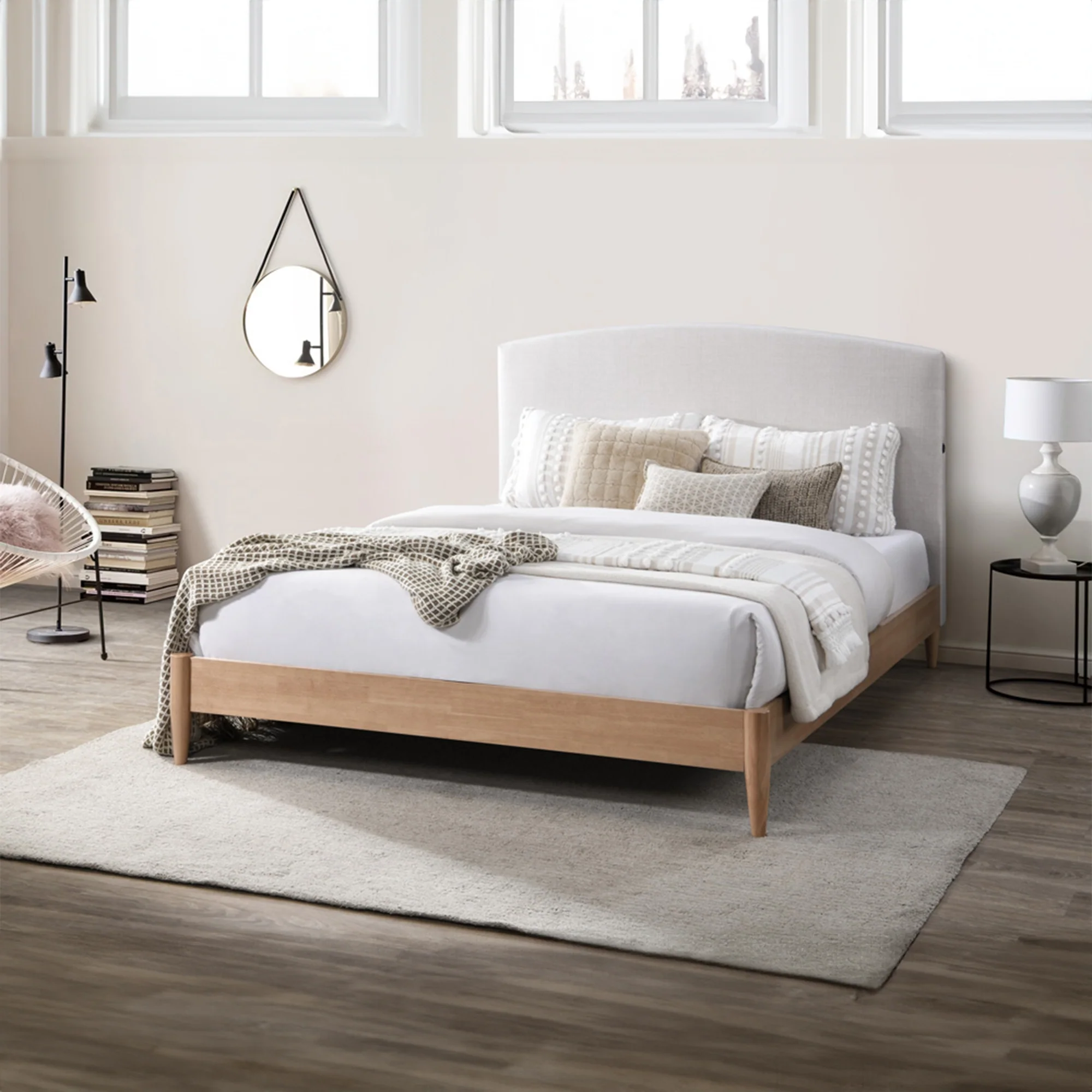 Tammy Queen Bed Frame USB Port Oak Grey - Image 2