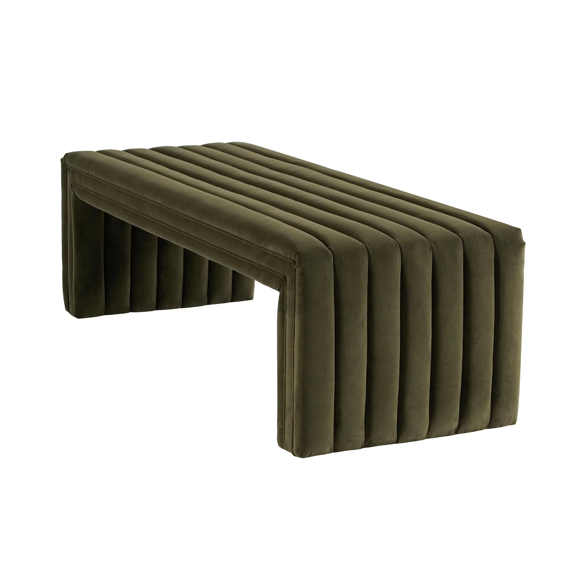 Tasker 140cm Velvet Bench Ottoman Moss - Image 3