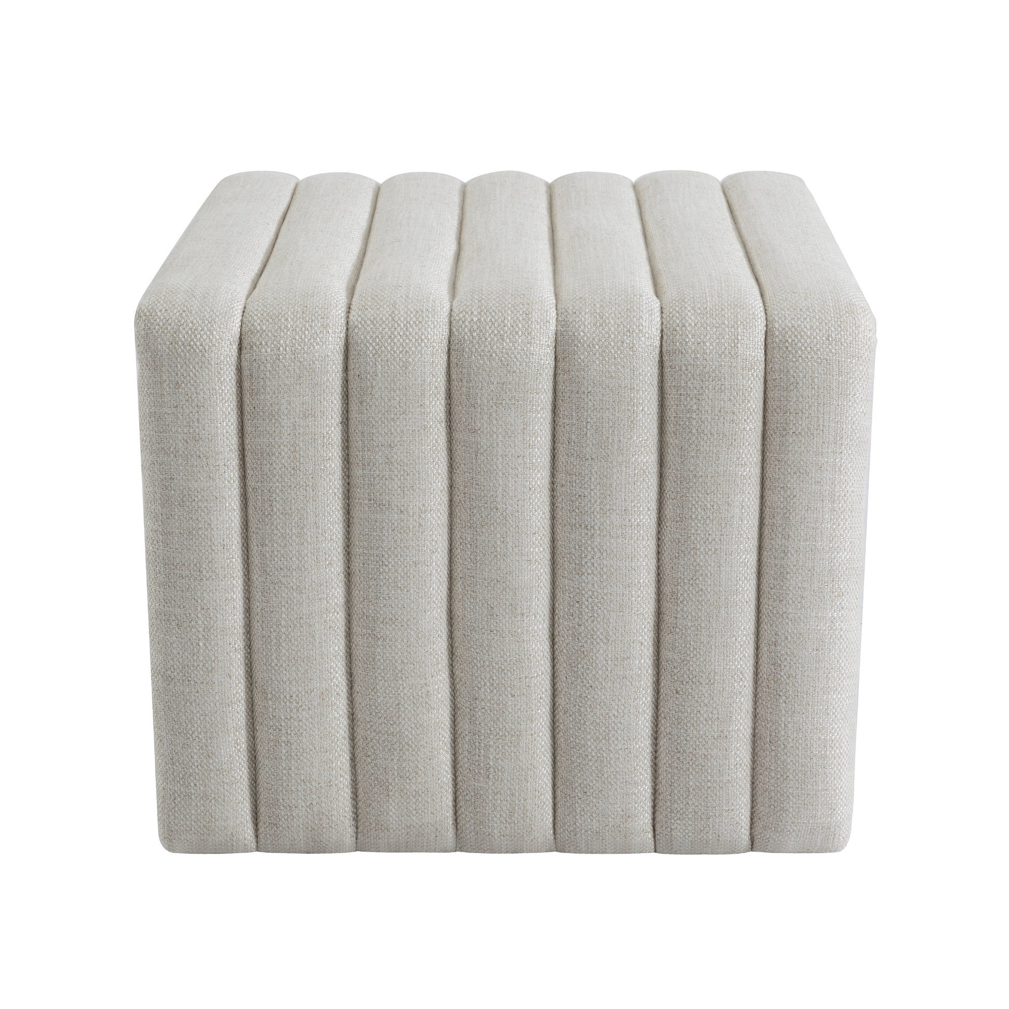 Tasker 55cm Linen Ottoman Natural - Image 3