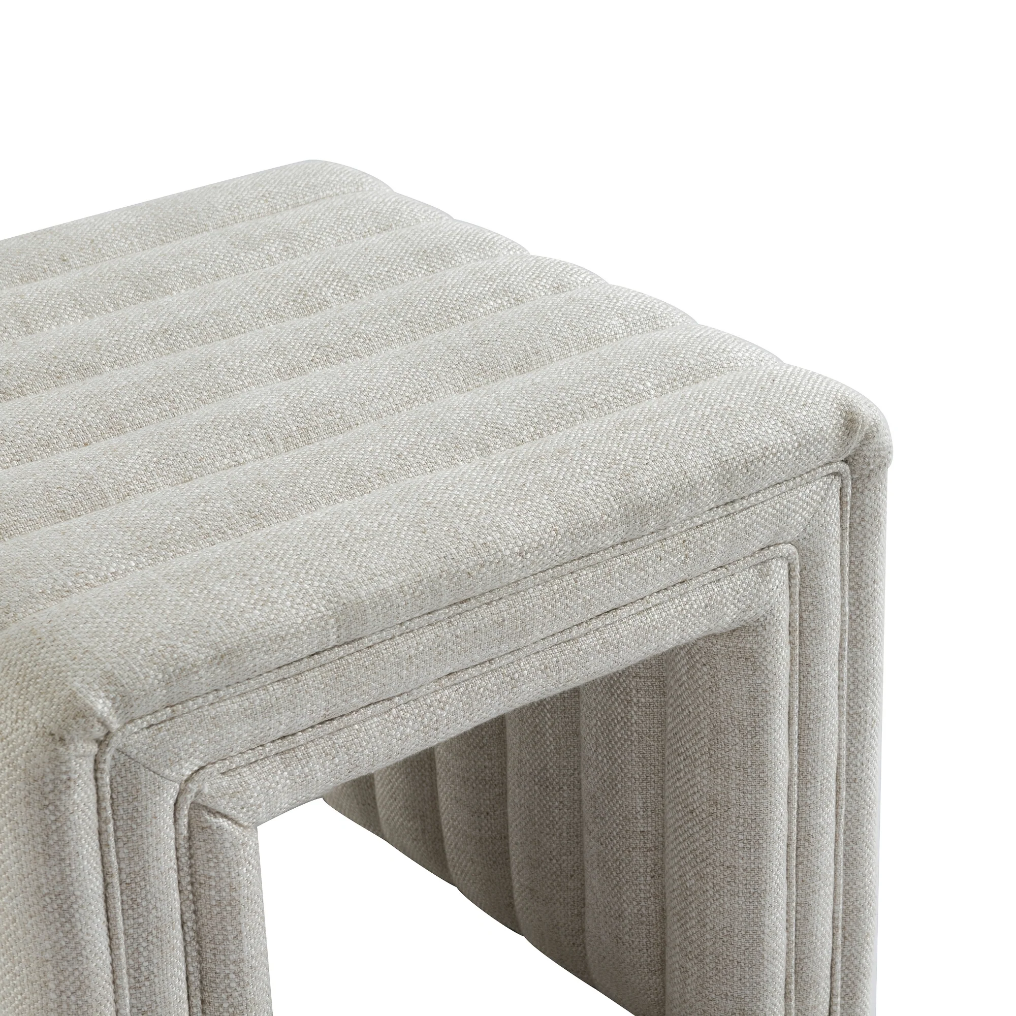 Tasker 55cm Linen Ottoman Natural - Image 4