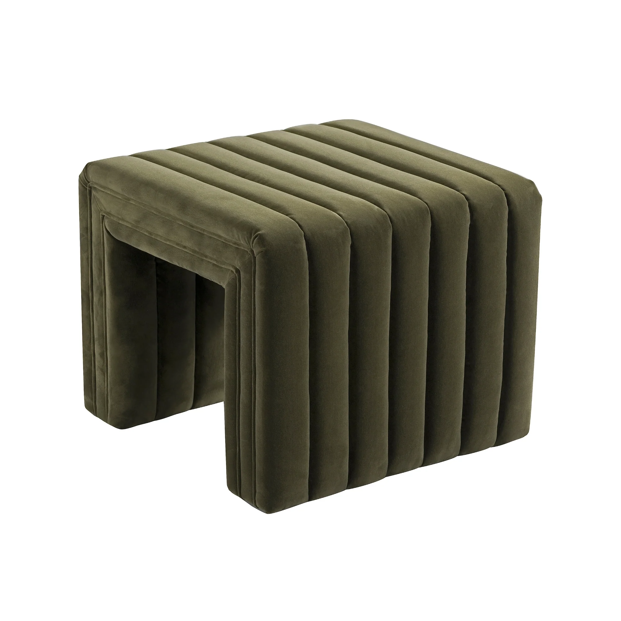 Tasker 55cm Velvet Ottoman Moss - Image 3
