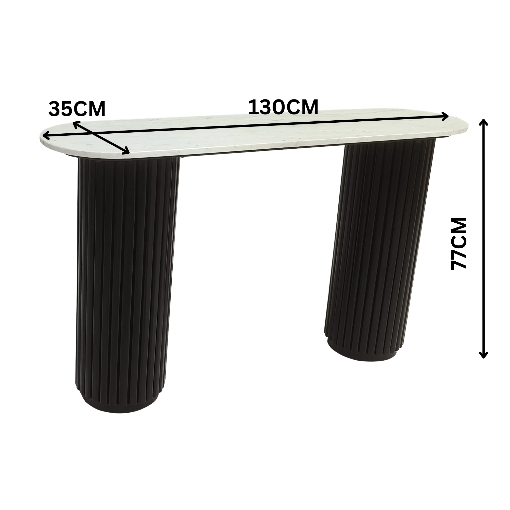 Terri 130cm Marble Console Table Black White - Image 4