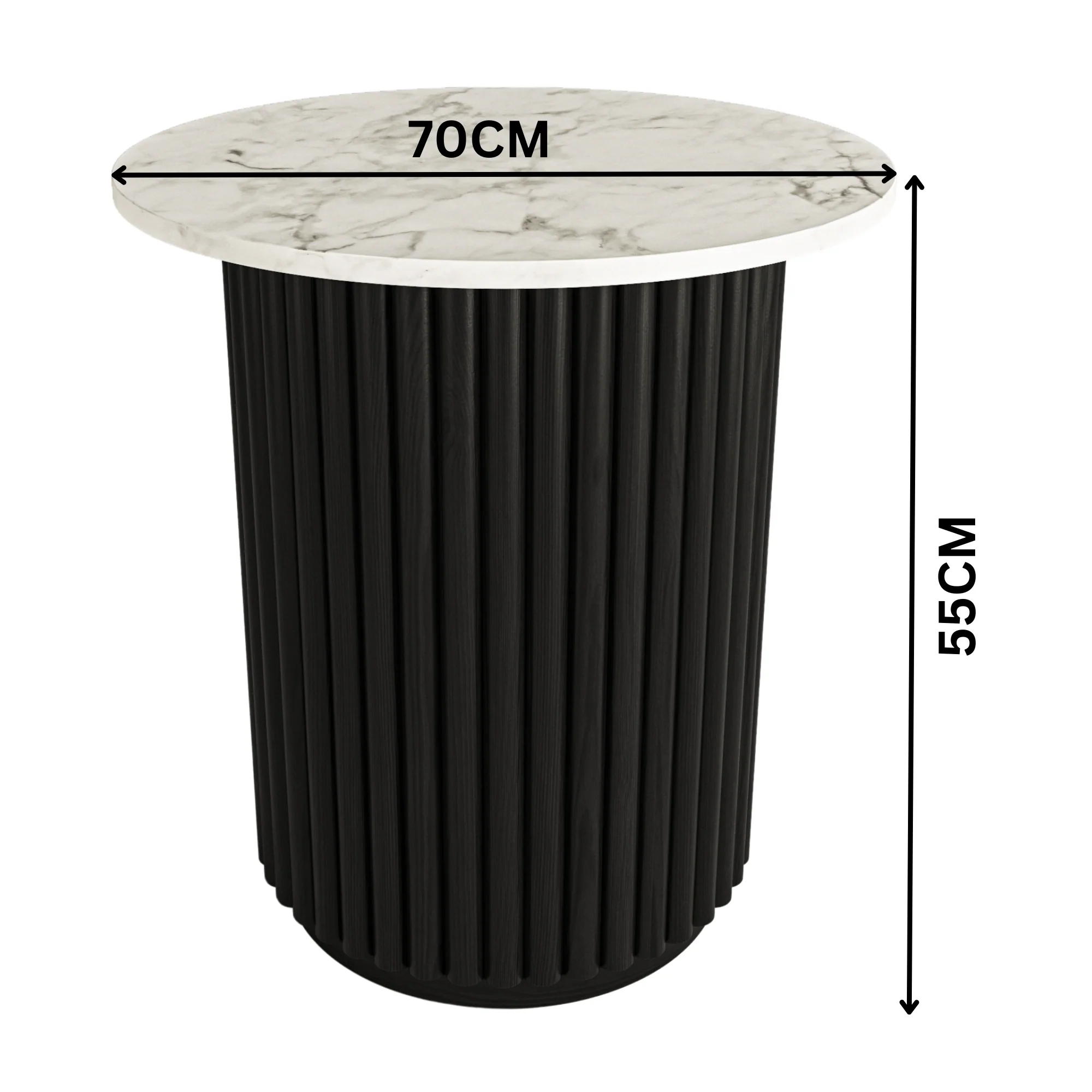 Terri 50cm Marble Lamp Table Black White - Image 4
