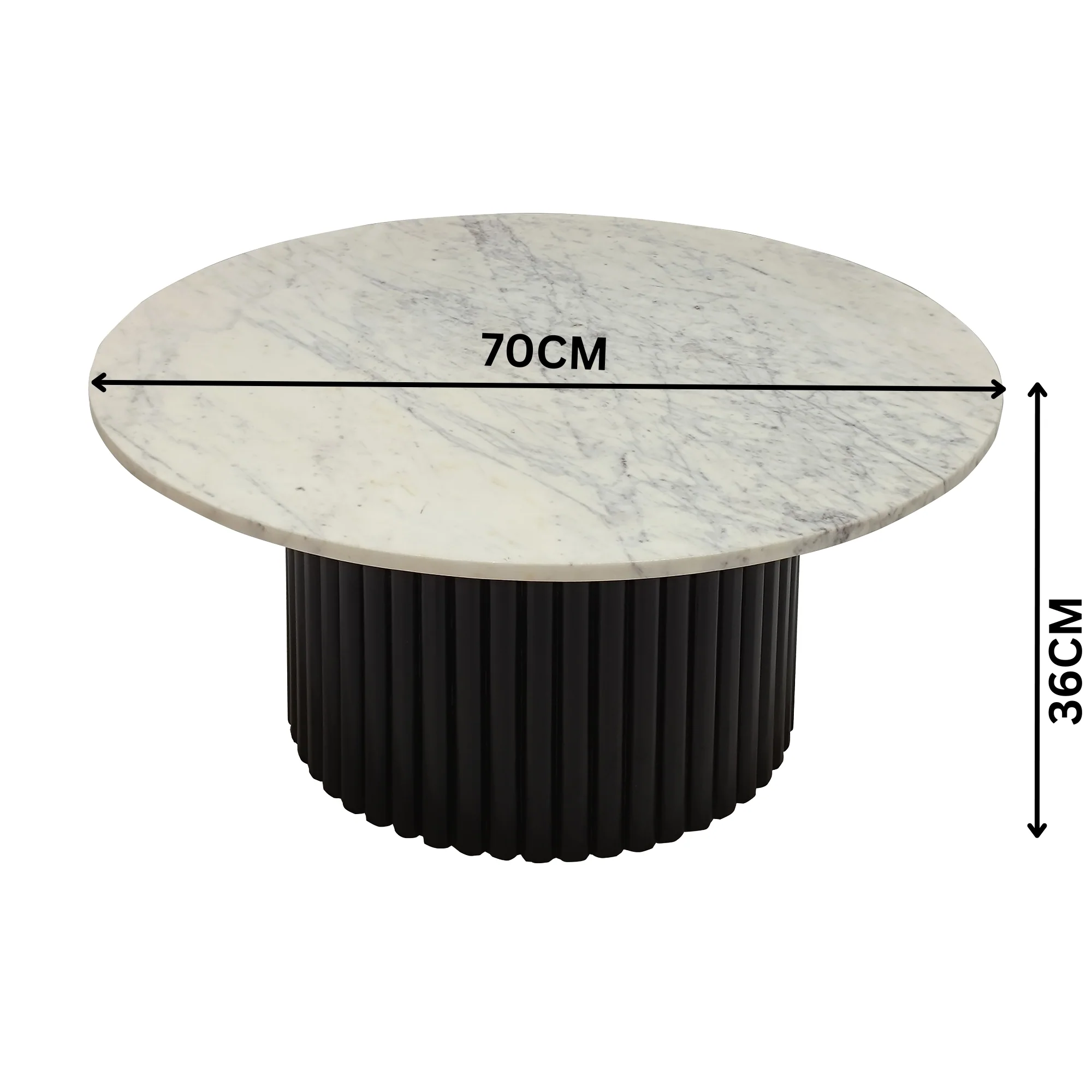 Terri 70cm Marble Coffee Table Black White - Image 4
