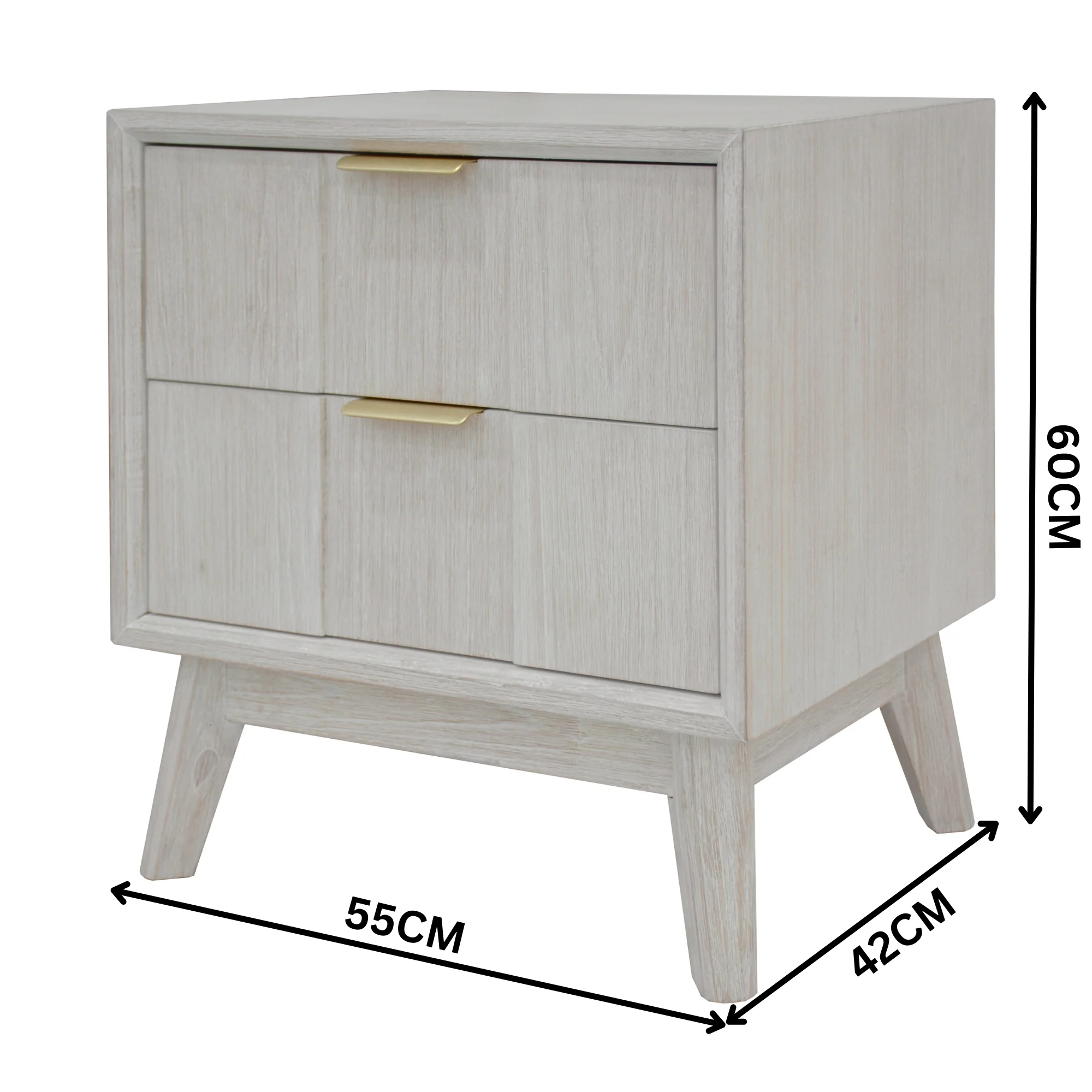 The Croft Bedside Table White Washed - Image 2