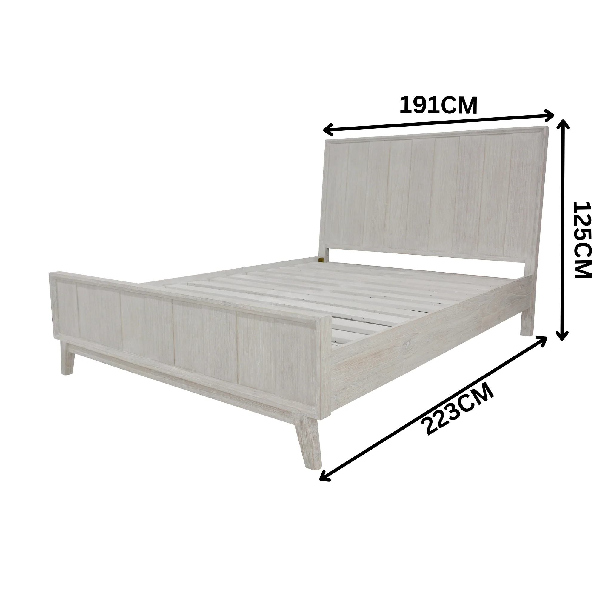 The Croft King Bed Frame Acacia Timber Frame White Washed - Image 2