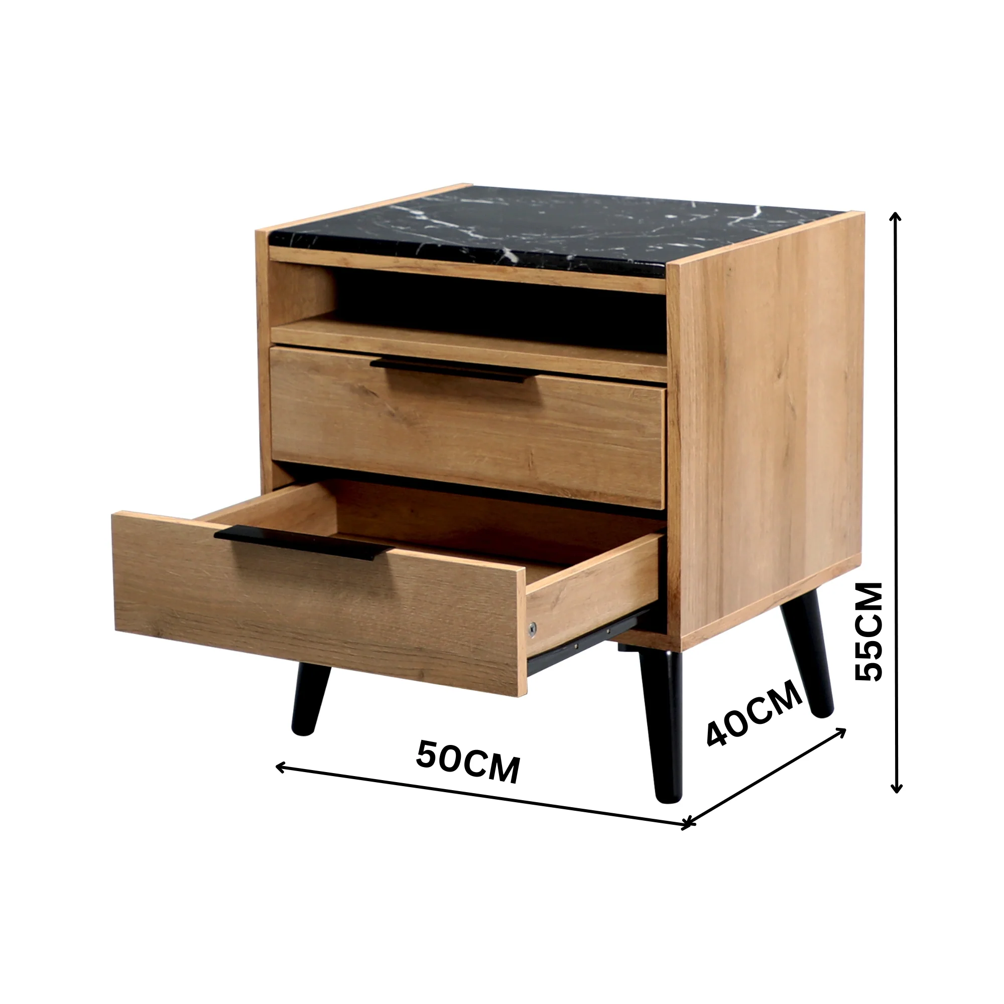 Thelma 2 Drawers Bedside Table Mango Oak - Image 4