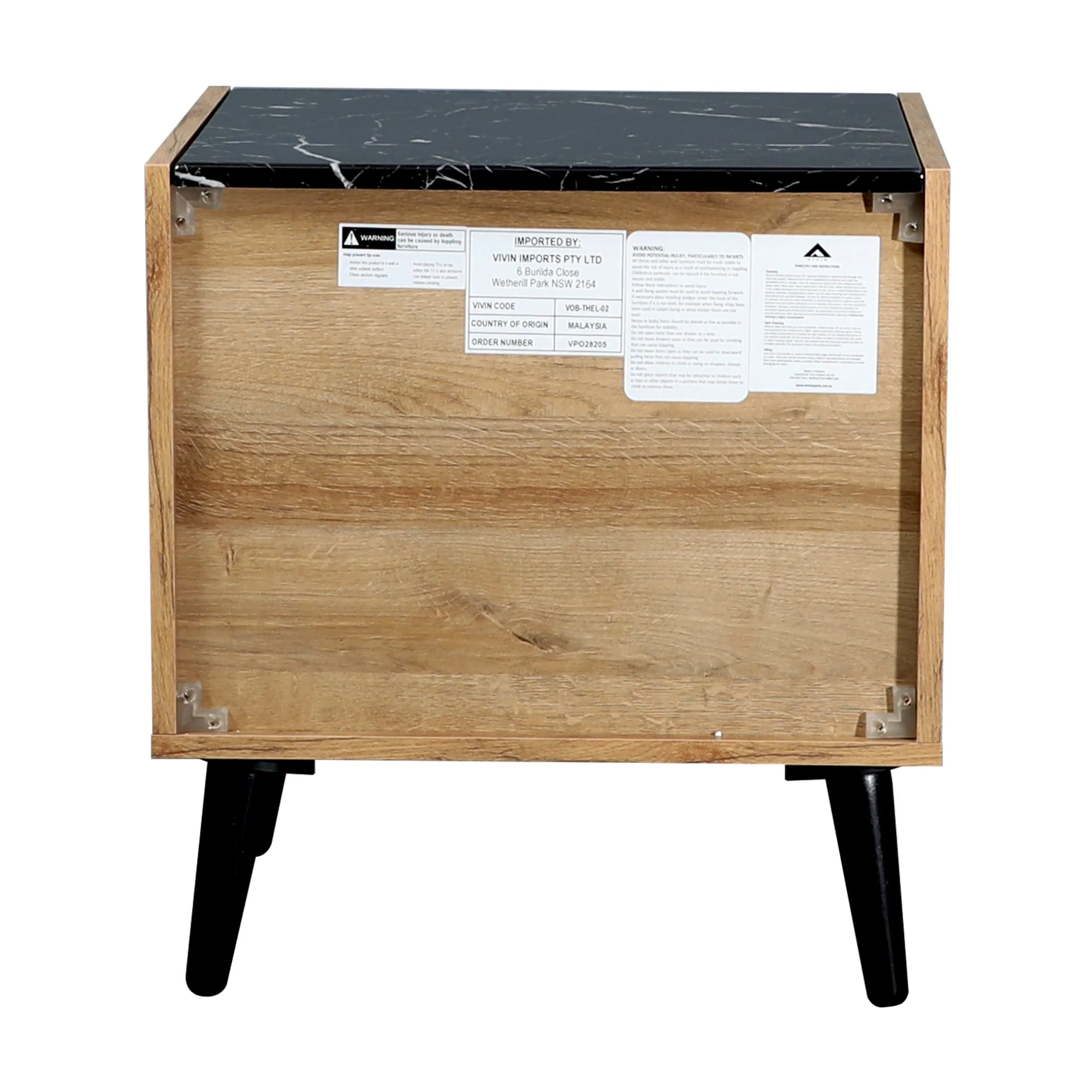 Thelma 2 Drawers Bedside Table Mango Oak - Image 8