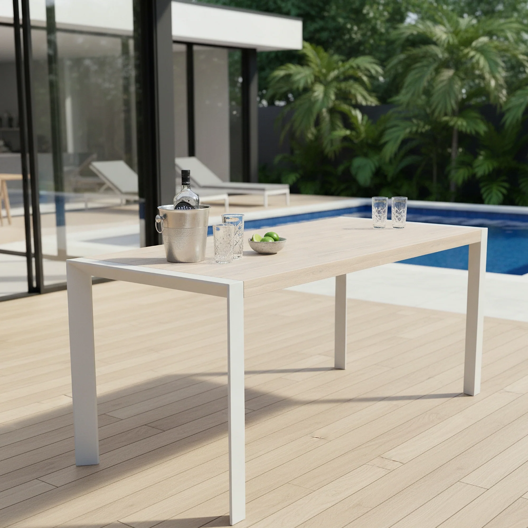 Torres 200cm Outdoor Aluminium 90cm High Bar Table White - Image 4